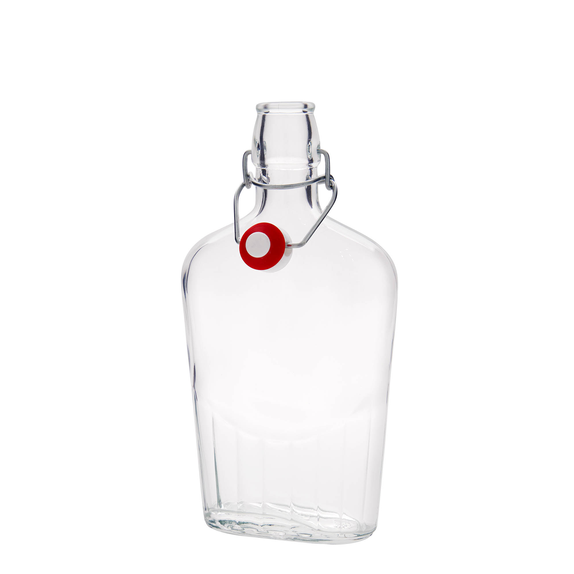 500 ml sklenená fľaša 'Fiaschetta', oválna, hrdlo: uzáver s pántom 500 ml sklenená fľaša 'Fiaschetta', oválna, hrdlo: uzáver s pántom