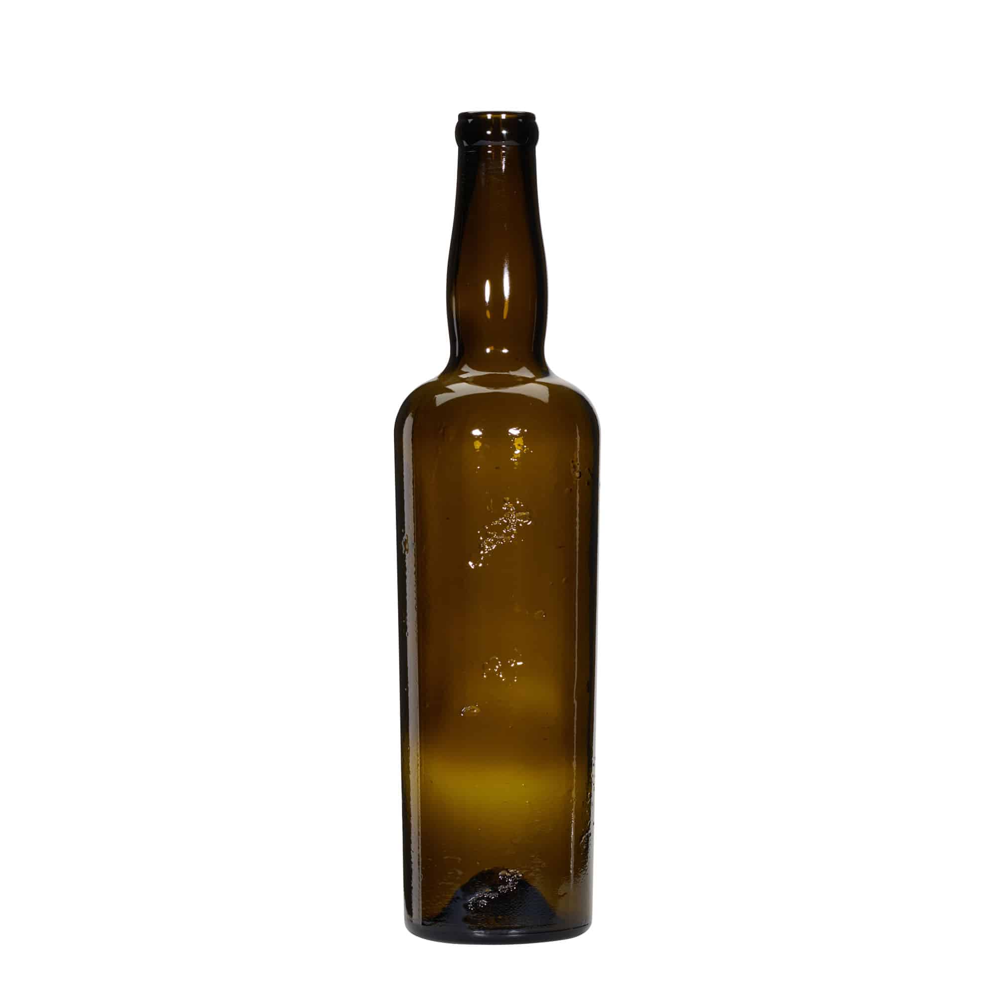 750 ml divoko vyrobená sklenená fľaša 'Siroco', hnedá, hrdlo: korok