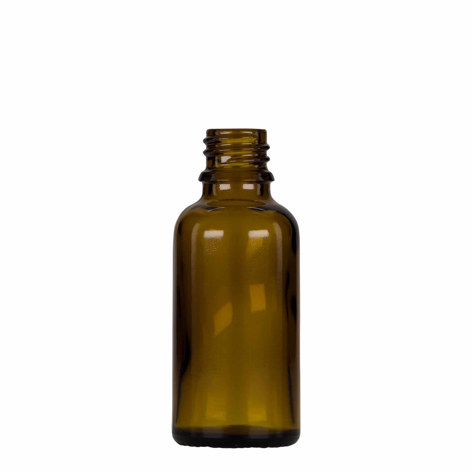 30 ml lieková fľaštička s pipetou, sklo, hnedo-čierna, hrdlo: DIN 18