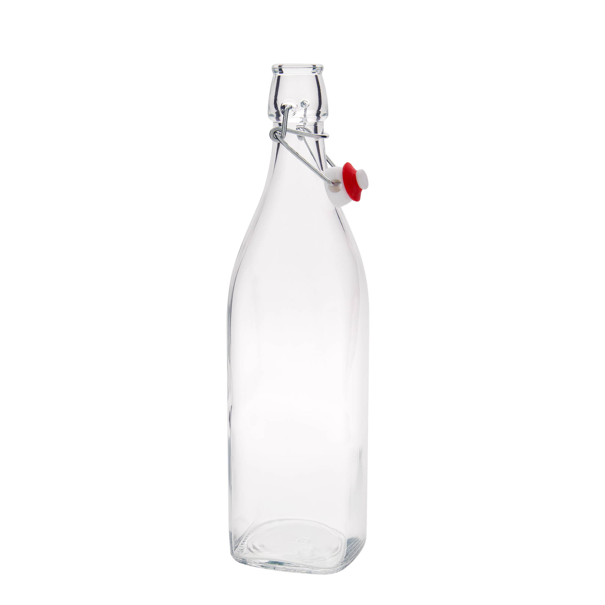 1 000 ml sklenená fľaša 'Swing, štvorcová, hrdlo: uzáver s pántom 1 000 ml sklenená fľaša 'Swing, štvorcová, hrdlo: uzáver s pántom