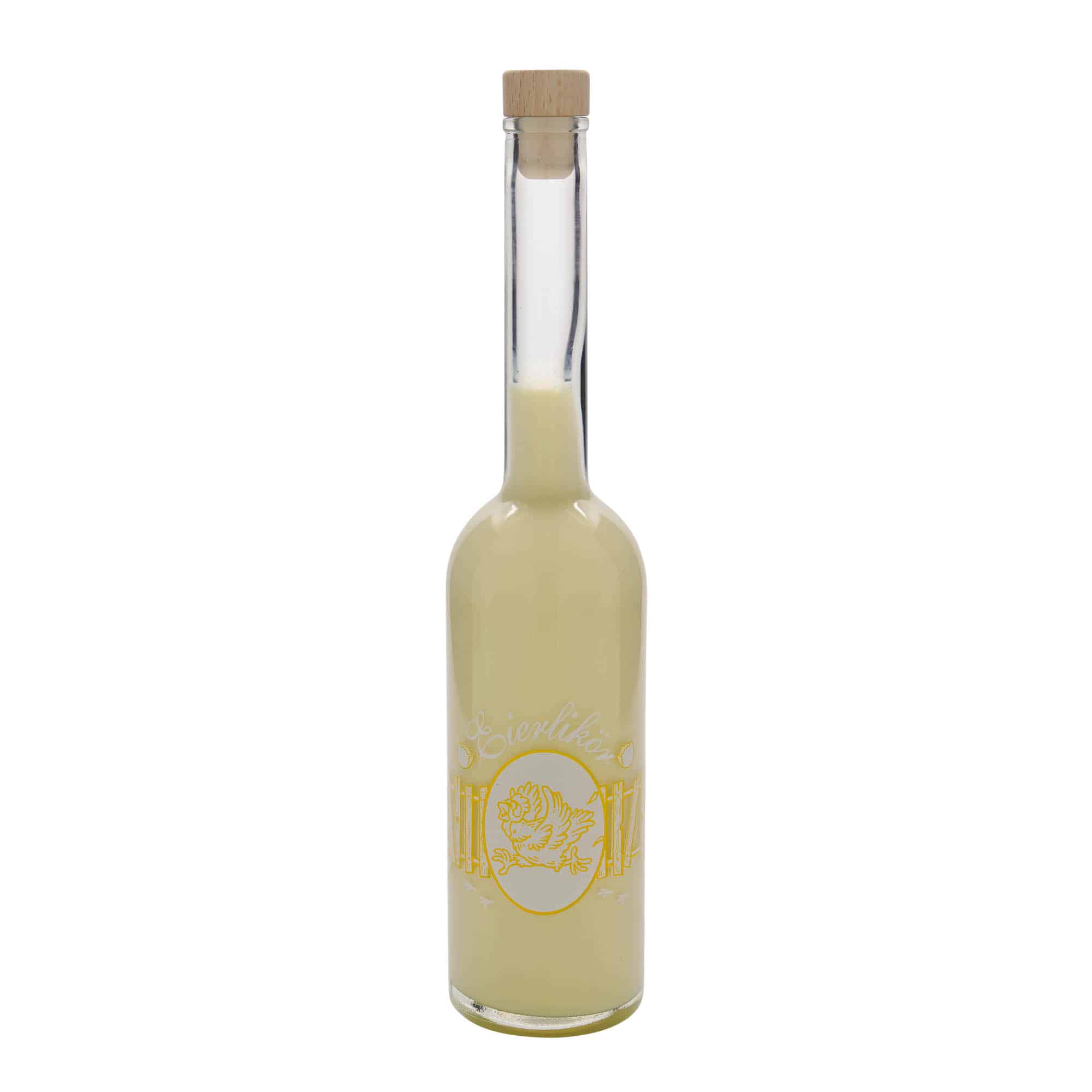 500 ml sklenená fľaša 'Opera', motív: vaječný likér, hrdlo: korok