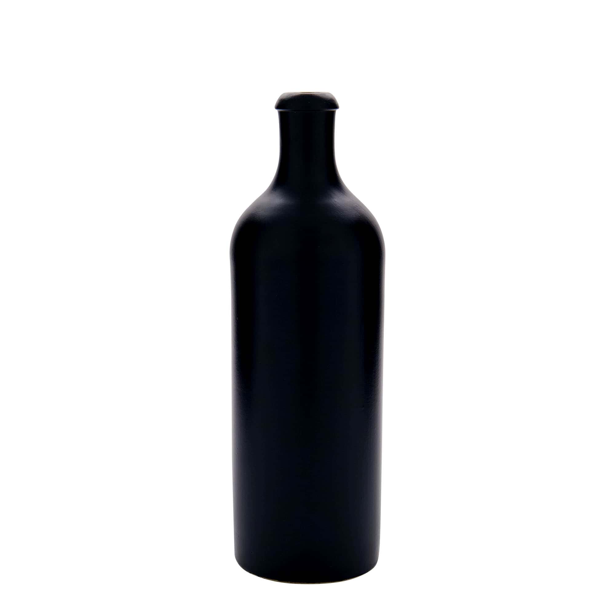 750 ml hlinený krčah, kamenina, čierna farba, hrdlo: korok