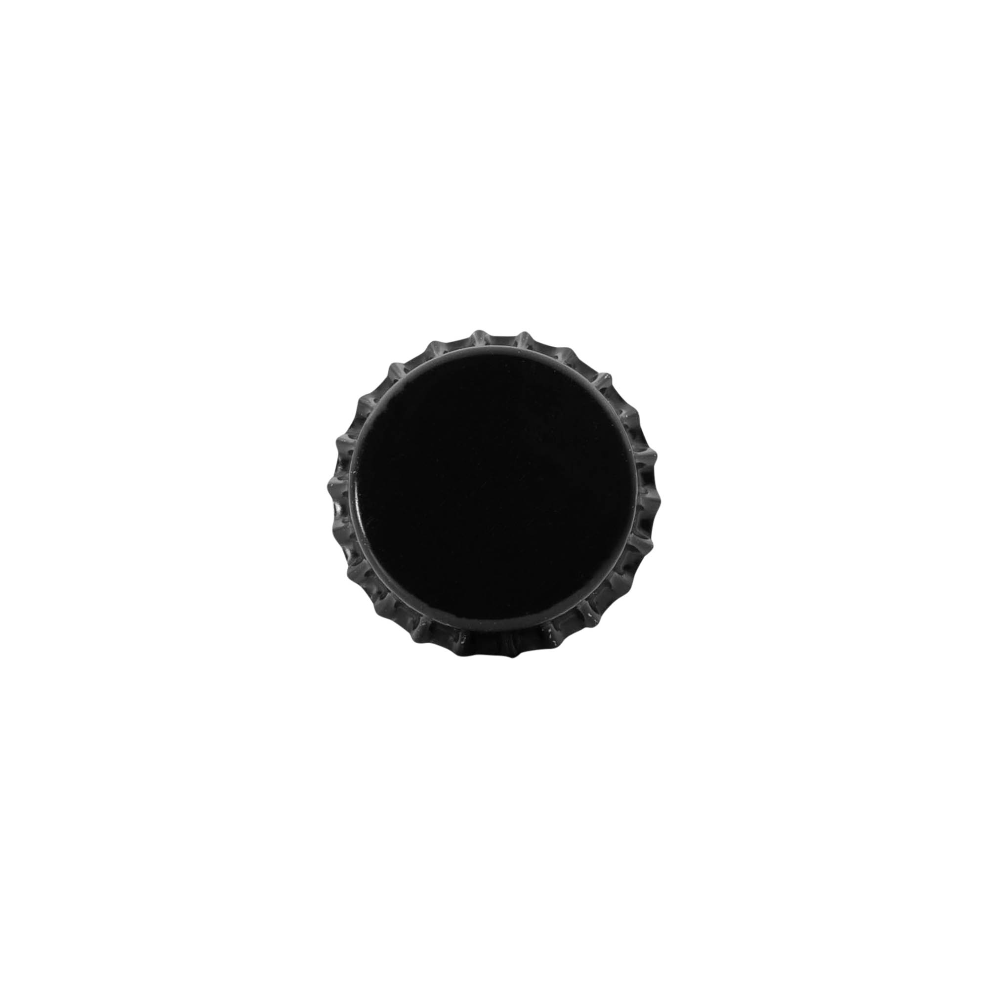Korunkové uzávery 29 mm, kovové, čierne