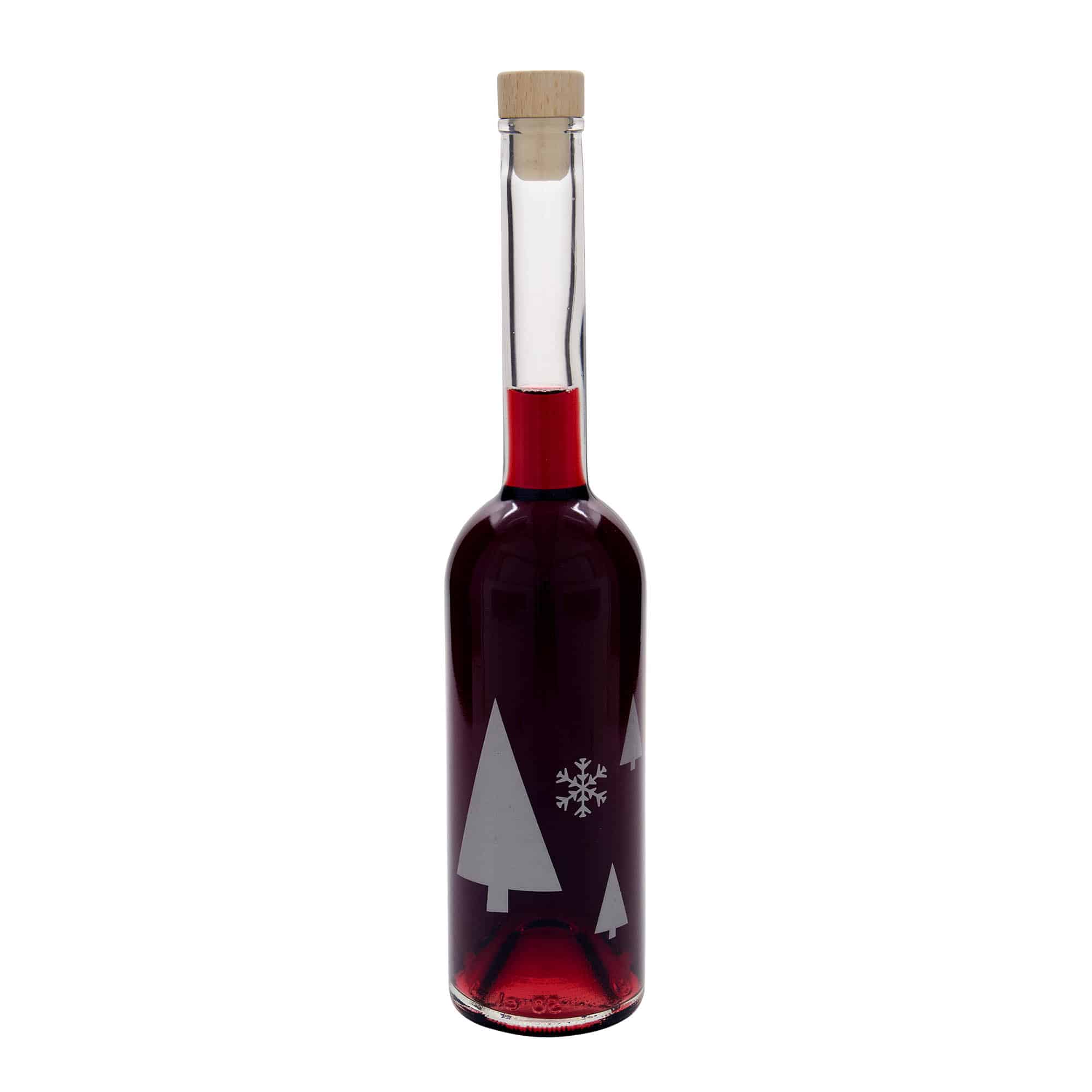 500 ml sklená fľaša „Opera“, motív: snehové vločky, hrdlo: korok