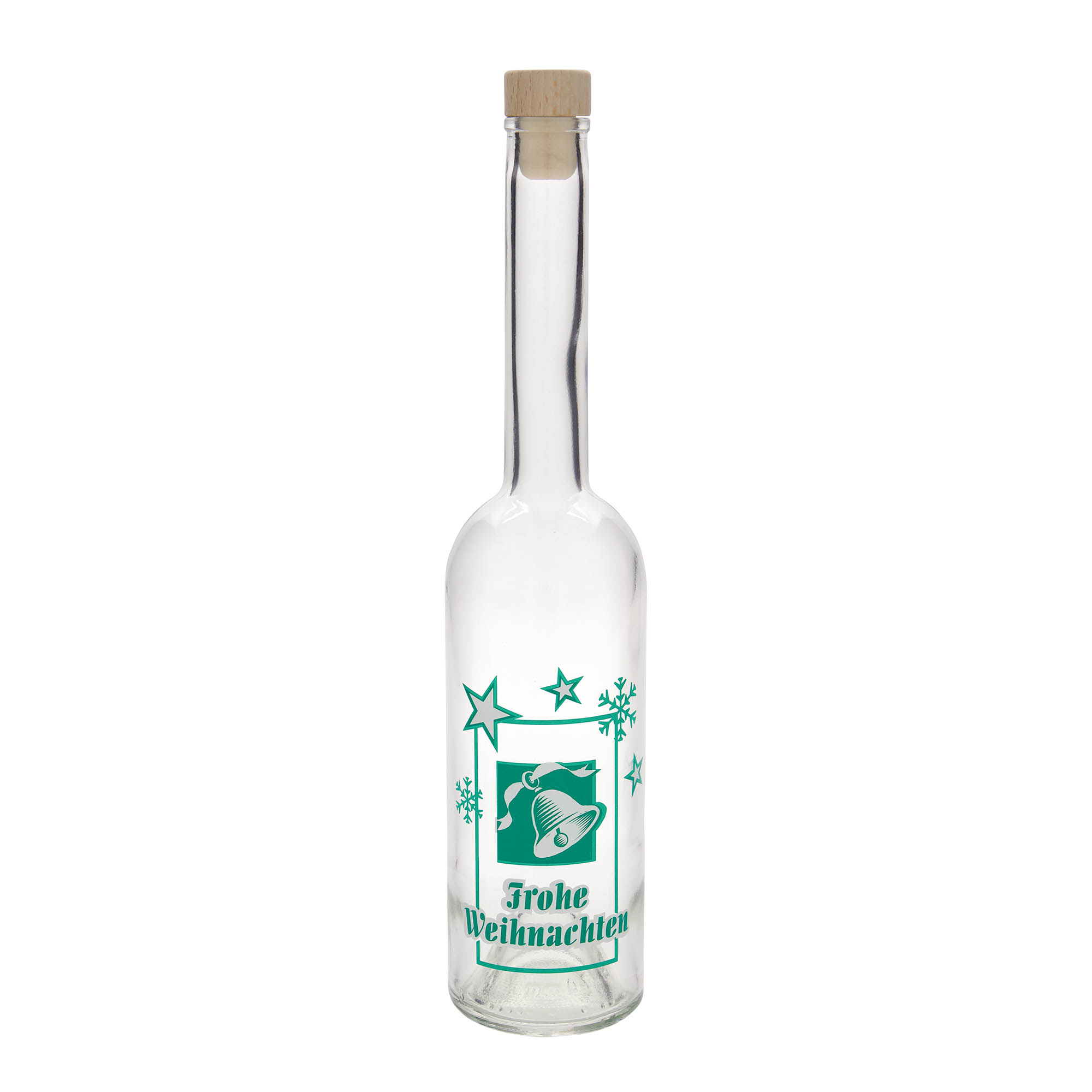 500 ml sklenená fľaša 'Opera', motív: Veselé Vianoce, hrdlo: korok