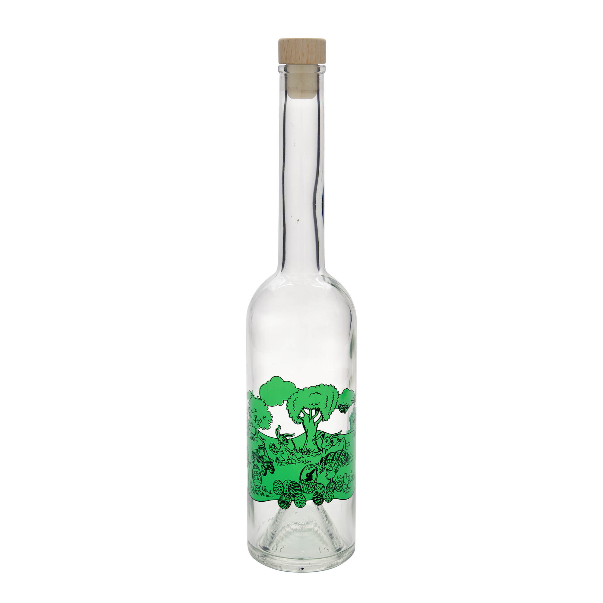 500 ml sklenená fľaša 'Opera', motív: Veselú Veľkú noc, hrdlo: korkové