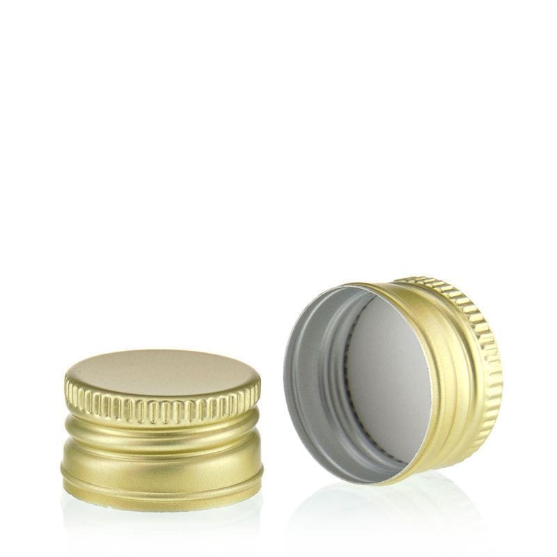 Závitové uzáver, kov, zlatý, pre hrdlo: PP 28 Závitové uzáver, kov, zlatý, pre hrdlo: PP 28