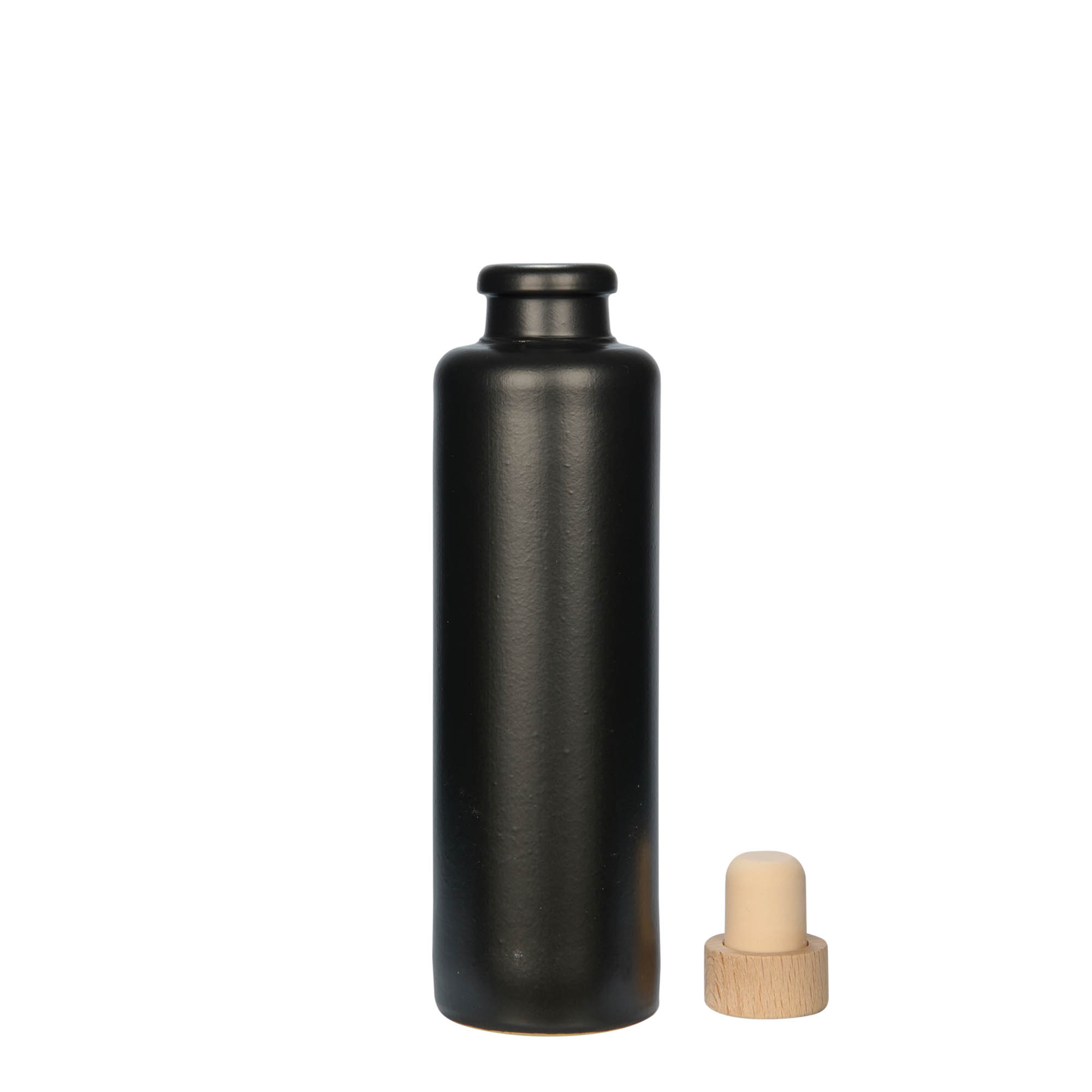 200 ml hlinený džbán, kamenina, čierny, hrdlo: korkové