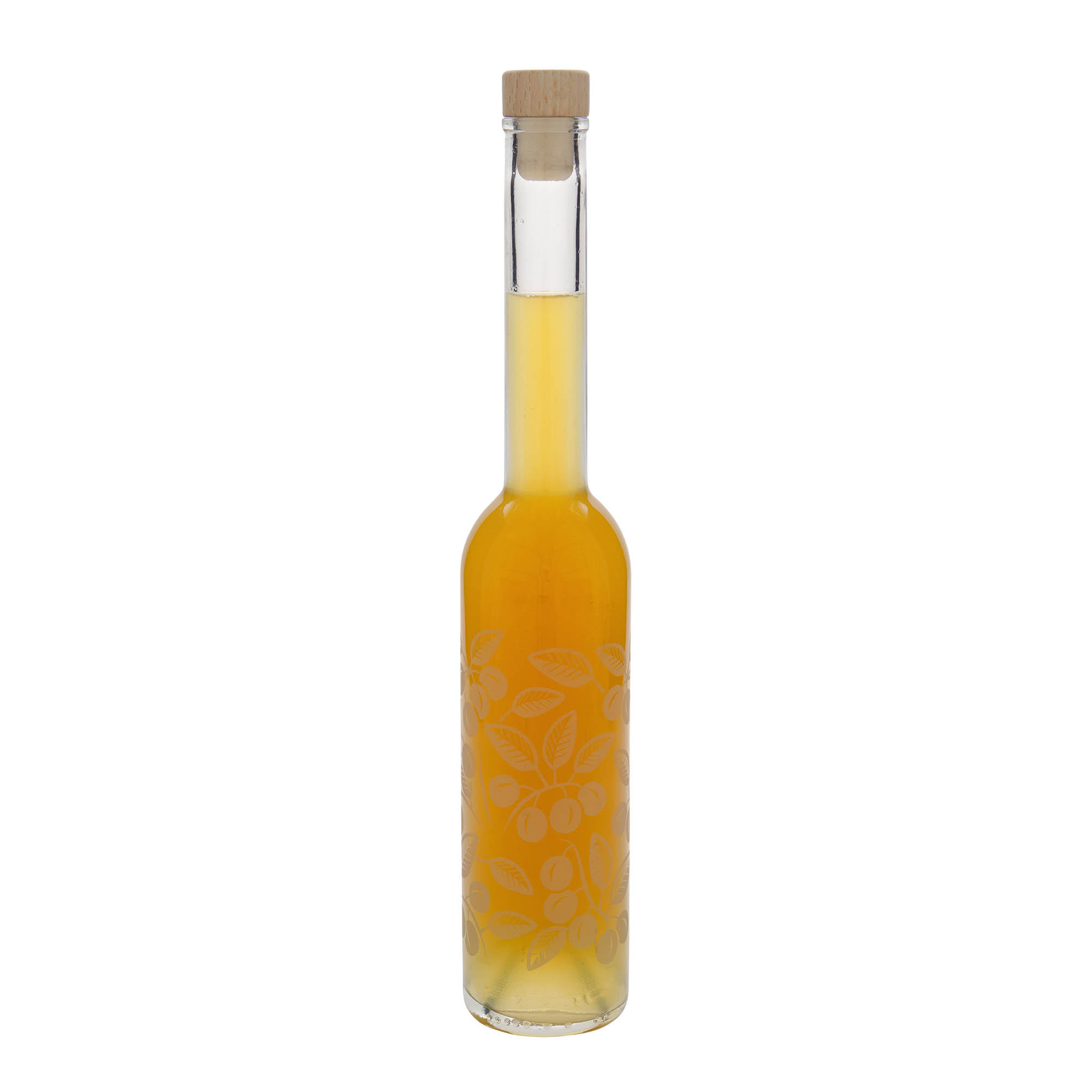 350 ml sklenená fľaša 'Opera', motív: mirabelky, hrdlo: korok