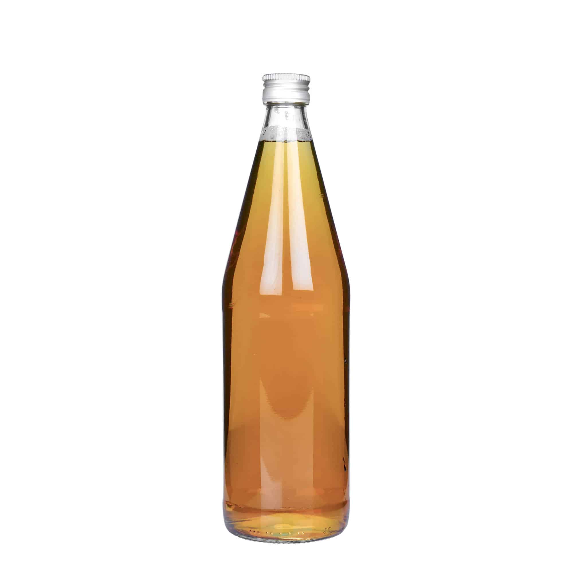 750 ml univerzálna fľaša mrkvový tvar, sklená, hrdlo: PP 28