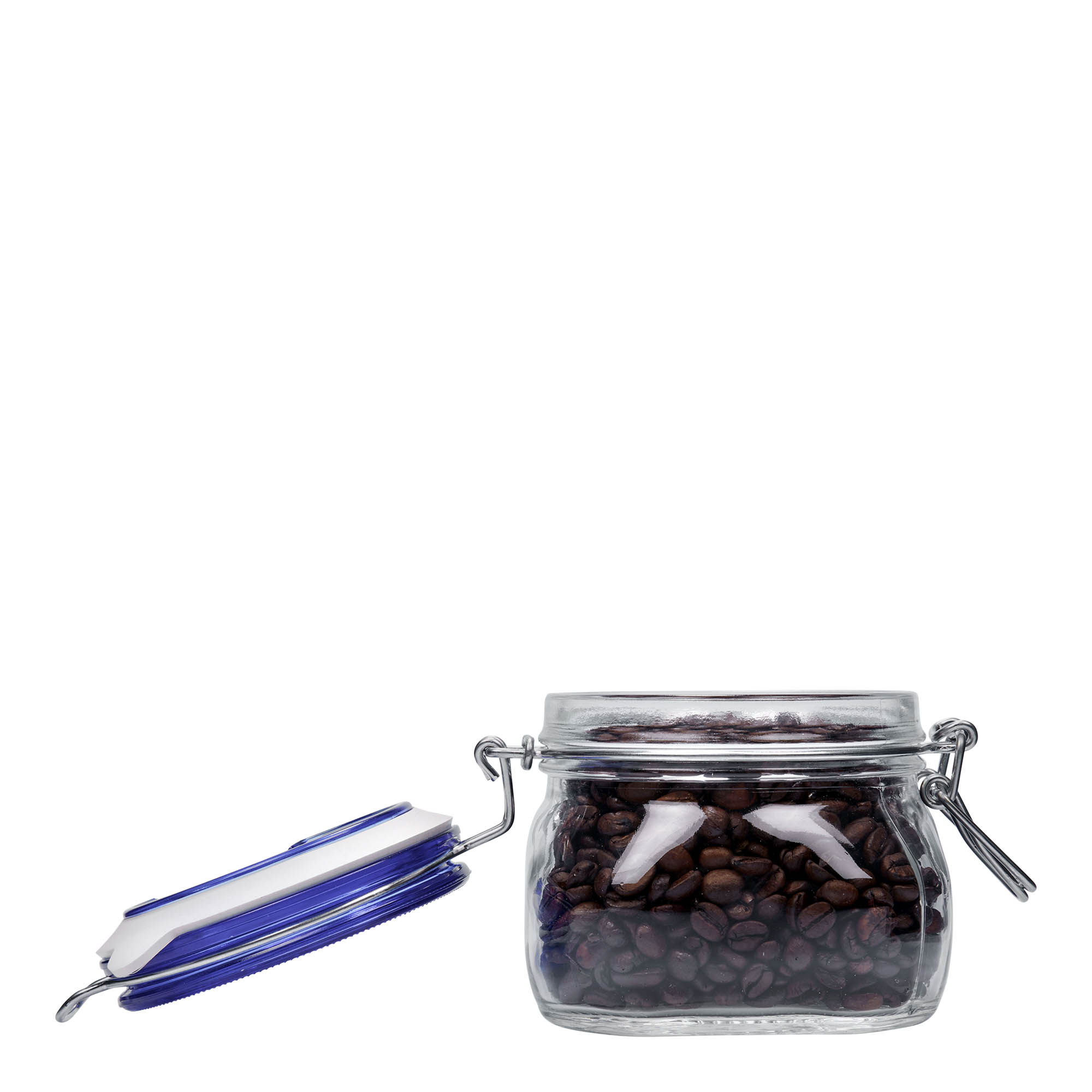 500 ml drôtený uzáver sklenená nádoba 'Fido' modrý vrch, štvorcová, hrdlo: drôtený uzáver 500 ml drôtený uzáver sklenená nádoba 'Fido' modrý vrch, štvorcová, hrdlo: drôtený uzáver