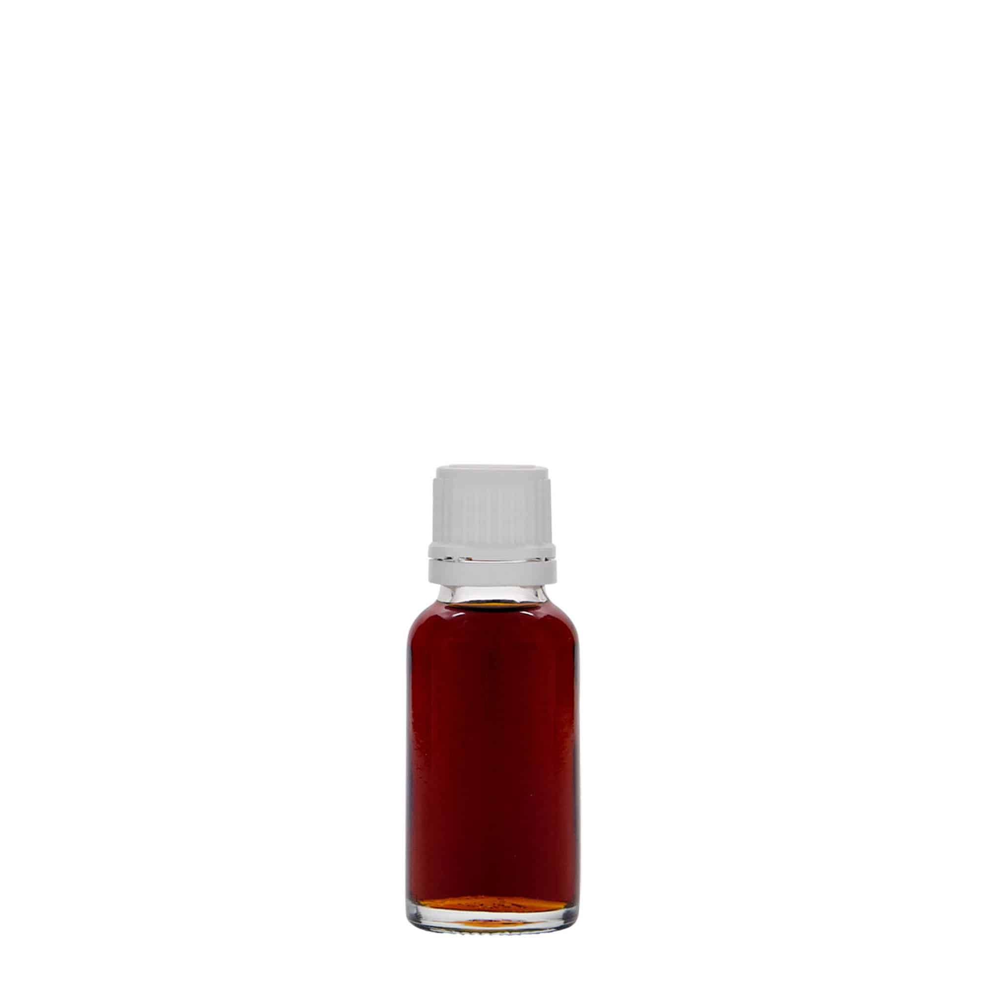 20 ml lekárska fľaša, sklo, hrdlo: DIN 18