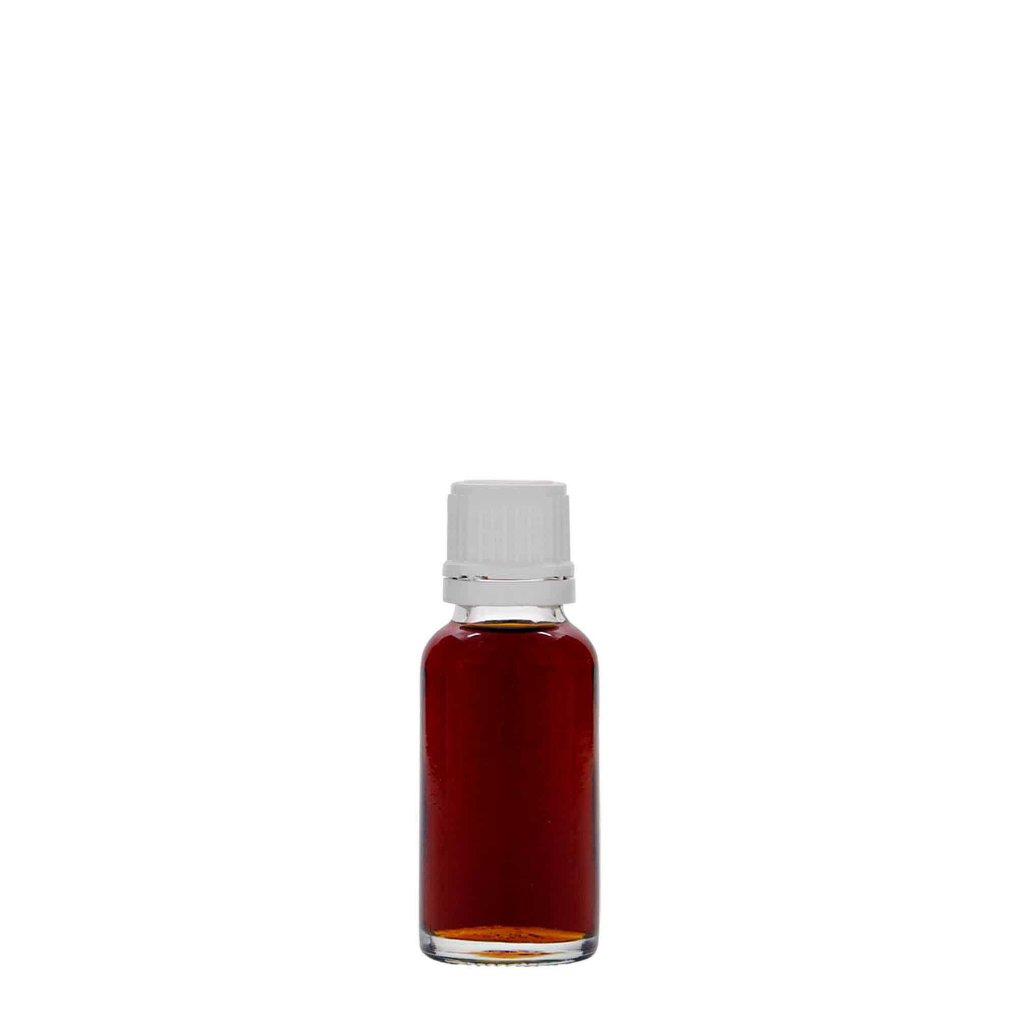 20 ml lekárska fľaša, sklo, hrdlo: DIN 18