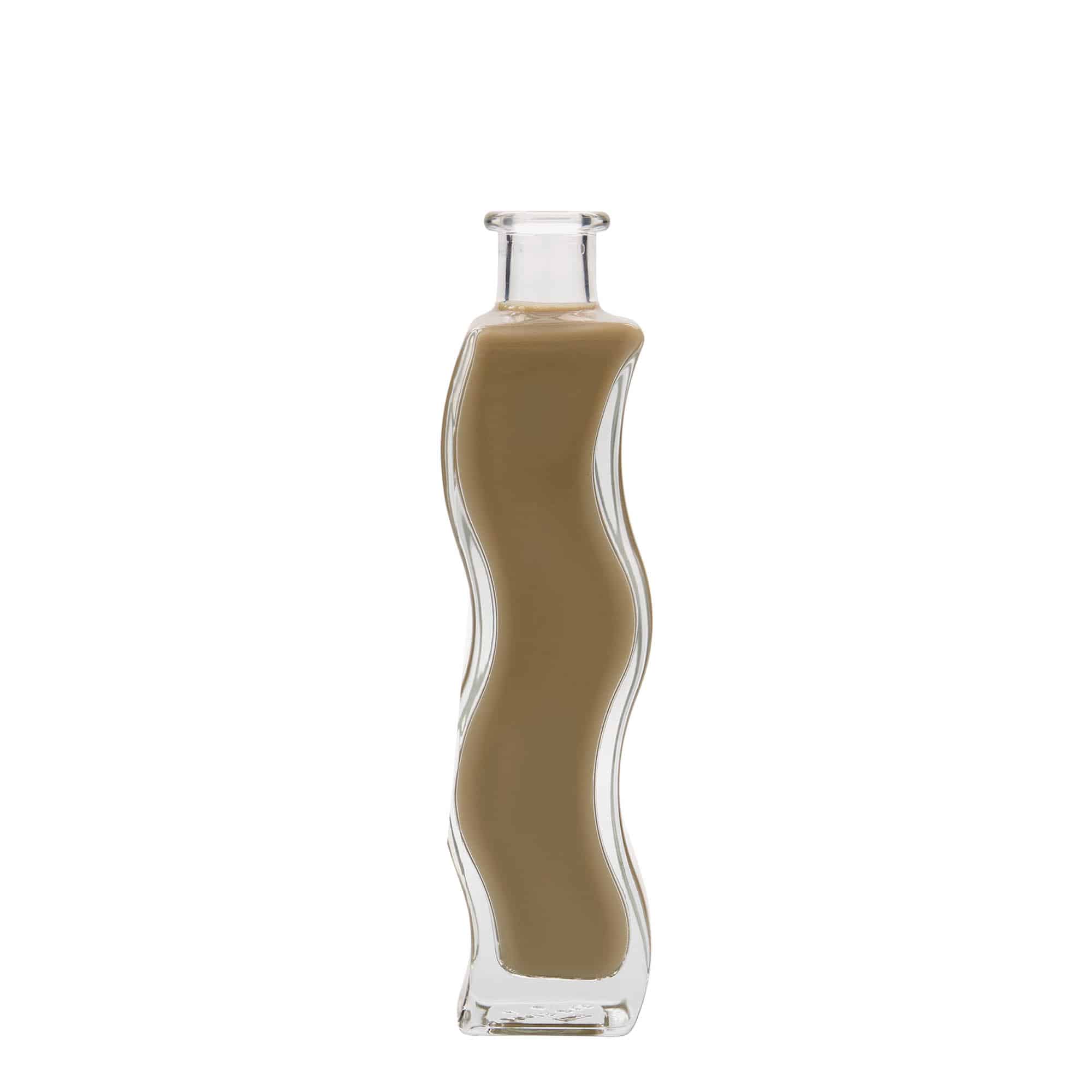200 ml sklená fľaša „Vlna“, štvorcová, hrdlo: korok