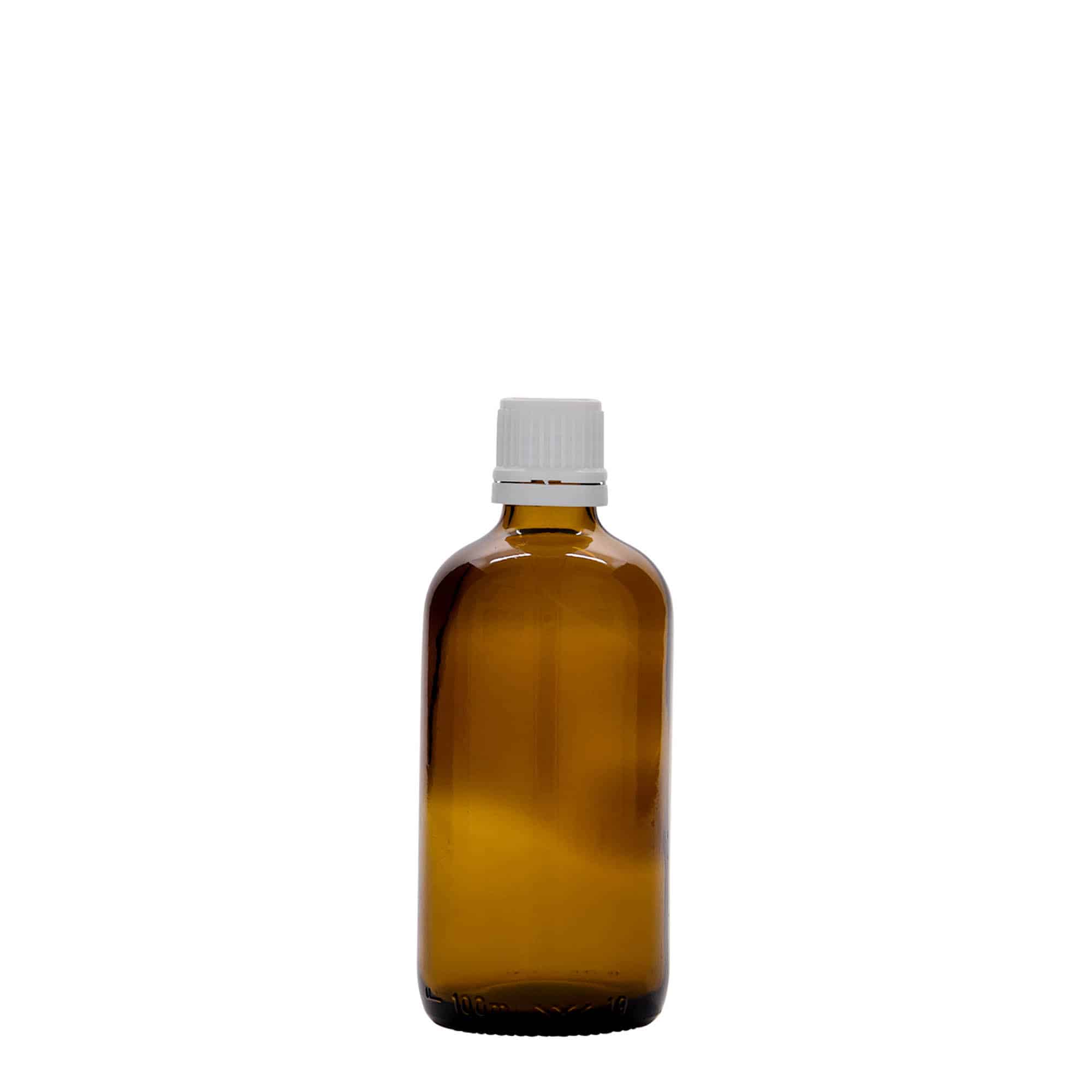 100 ml liekovka, sklená, hnedá farba, hrdlo: DIN 18