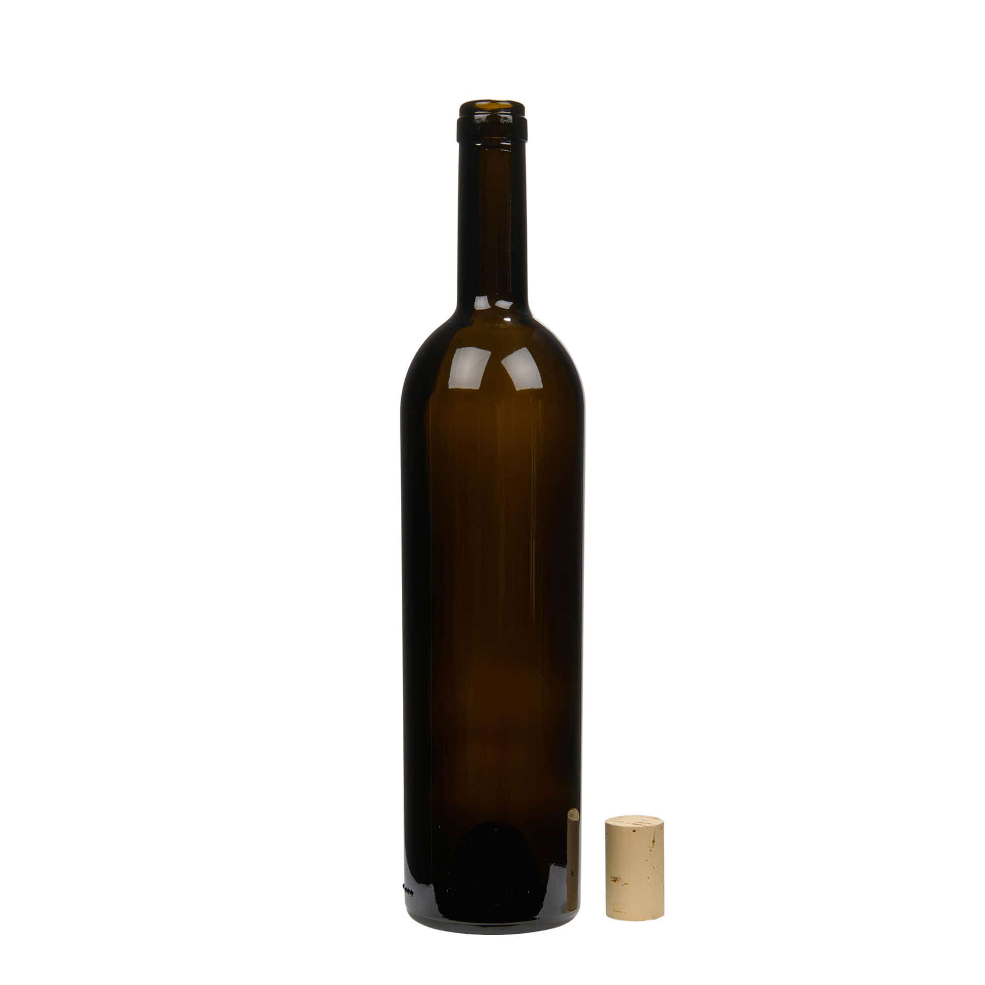 750 ml vínová fľaša „Liberty“, antická zelená farba, hrdlo: korok