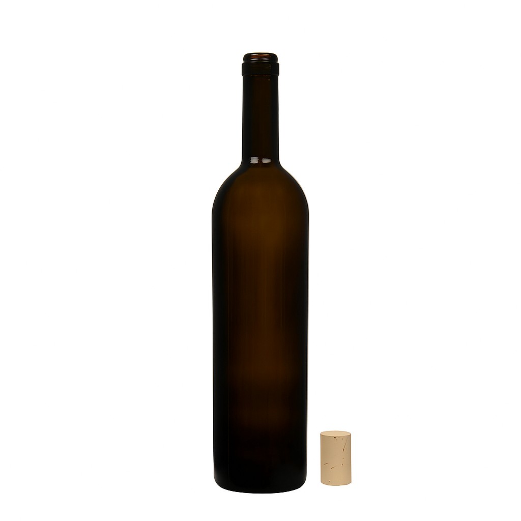 750 ml fľaša na víno 'Liberty', antikzelená, hrdlo: korok