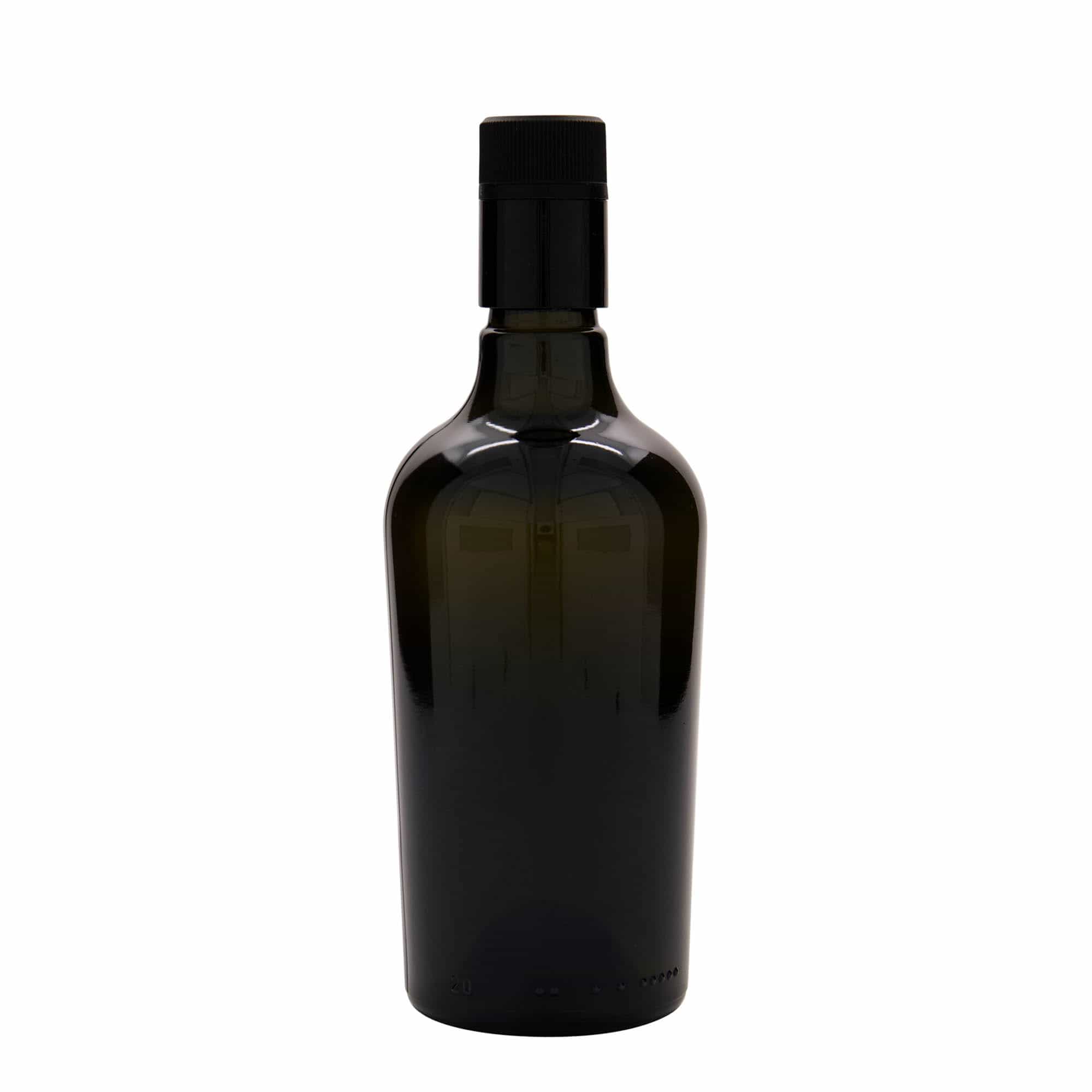 500 ml fľaša na ocot/olej „Oleum“, sklená, antická zelená farba, hrdlo: DOP