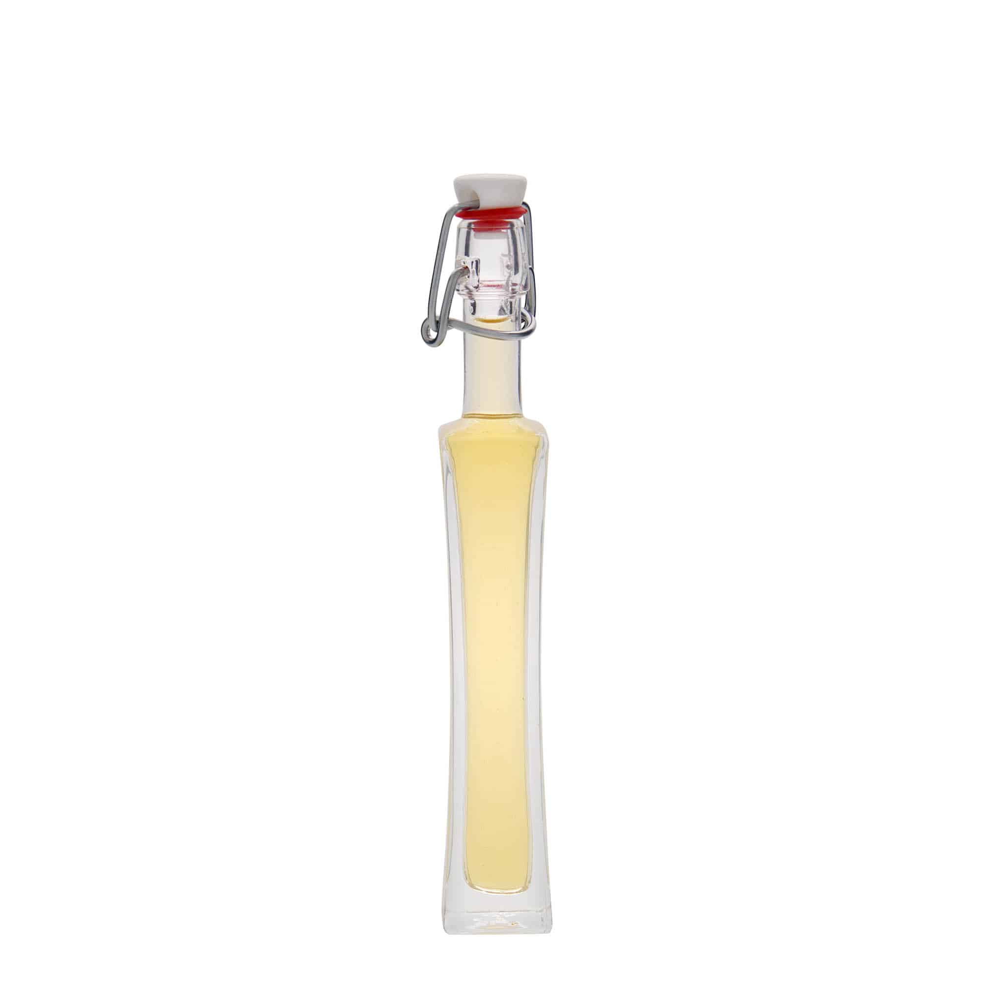 40 ml sklená fľaša „Koko“, štvorcová, hrdlo: strmeňový uzáver