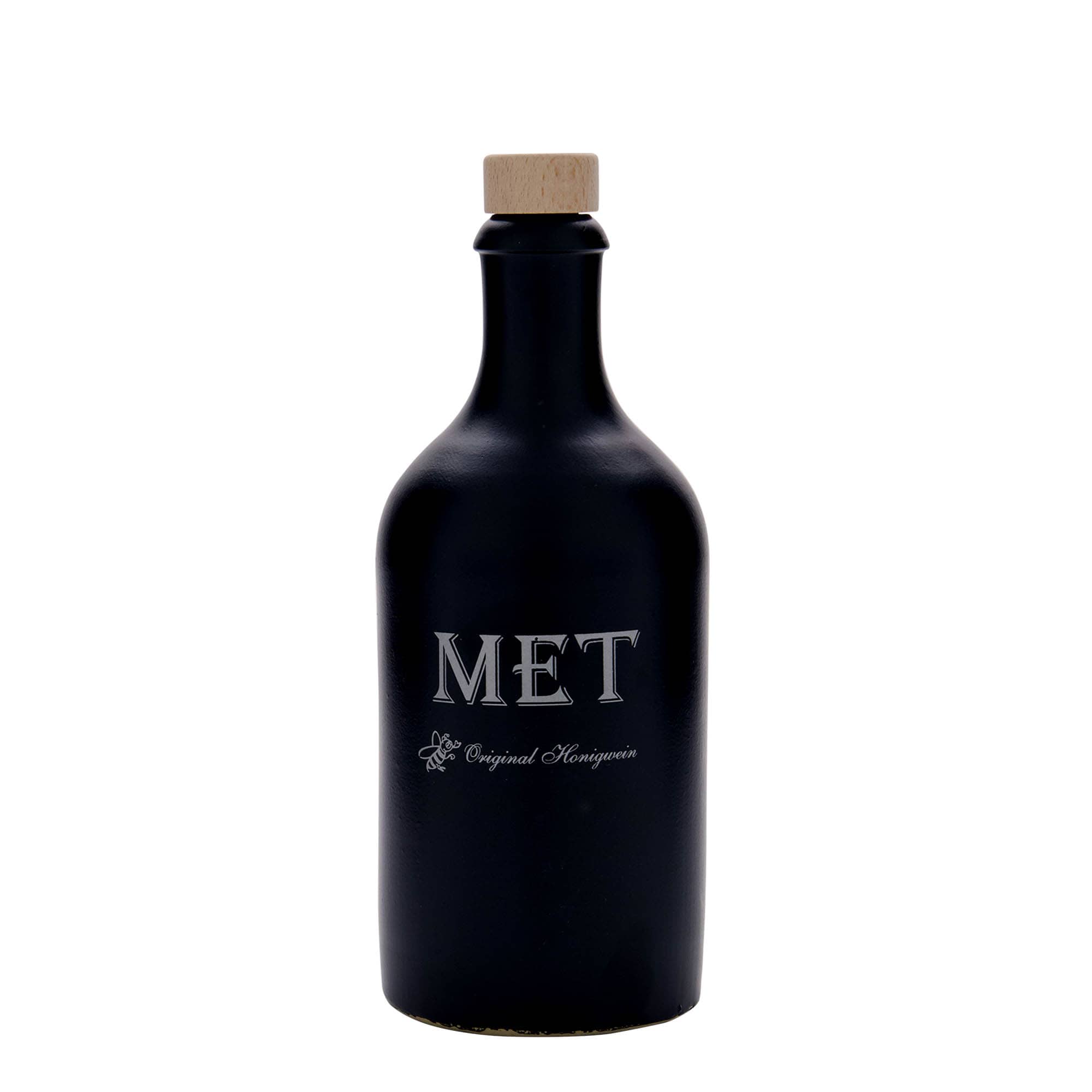 500 ml hlinený džbán, motív: medovina, kamenina, čierny, hrdlo: korok