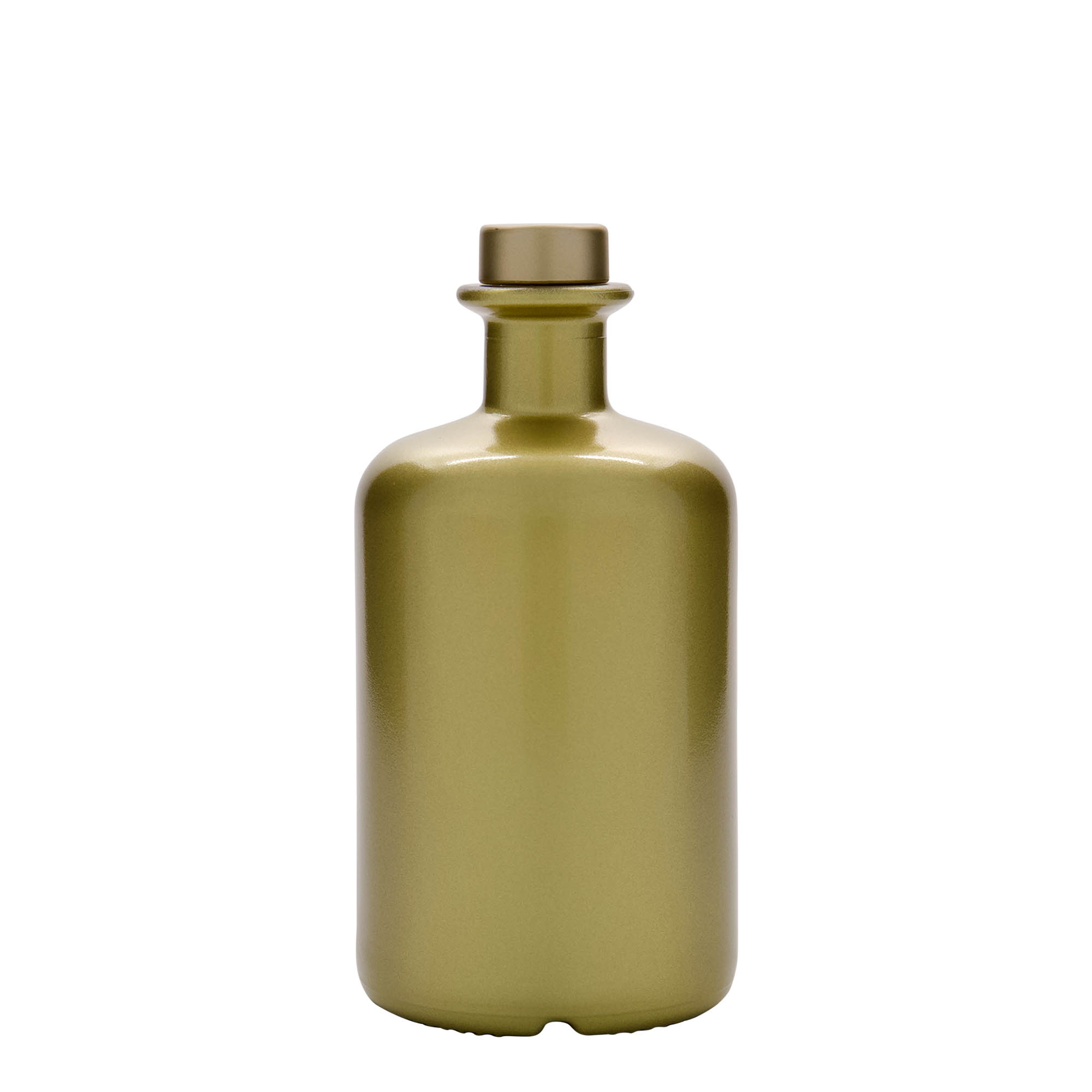 500 ml lekárnická sklenená fľaša, zlatá, hrdlo: korok