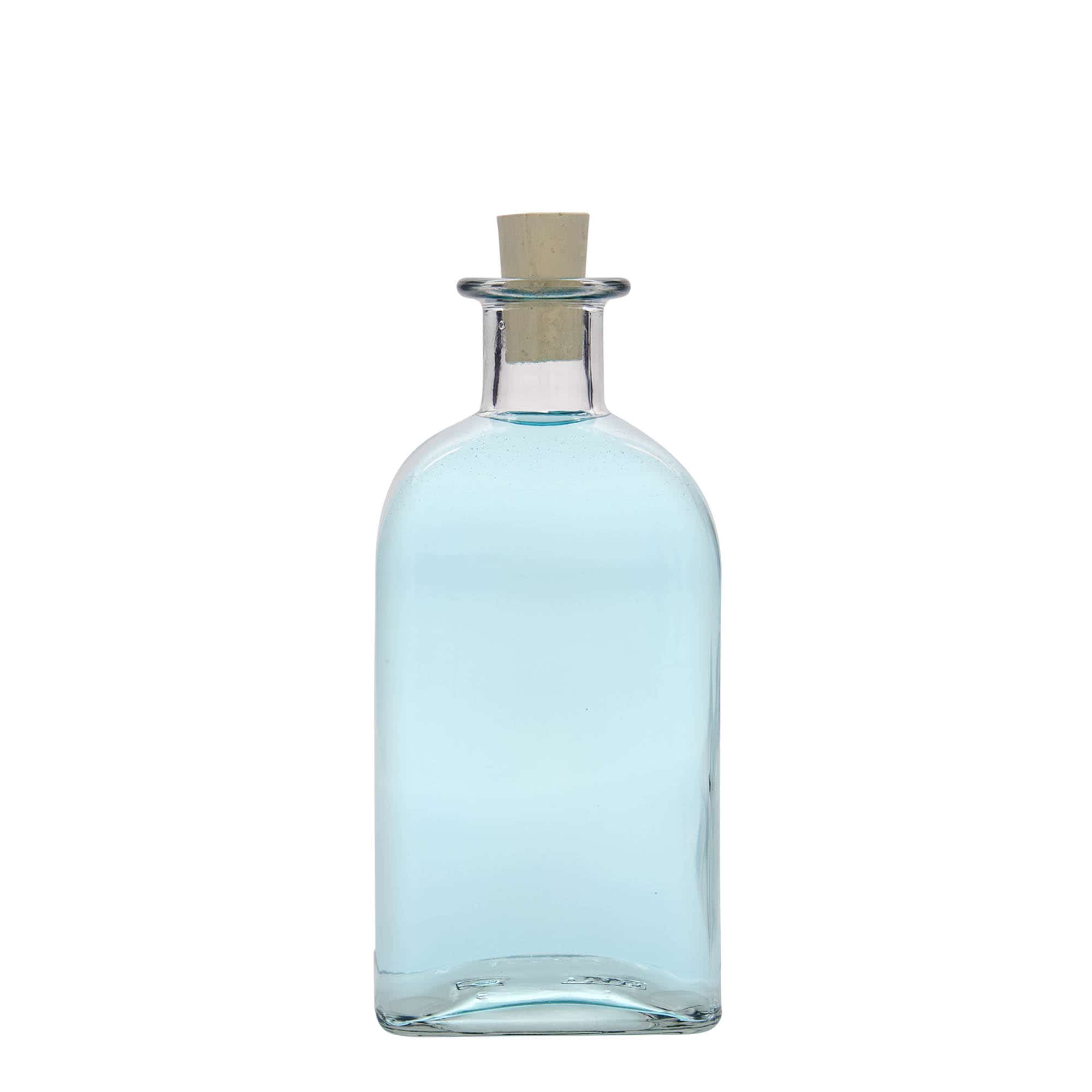 500 ml sklená fľaša lekárnik Carré, štvorcová, hrdlo: korok