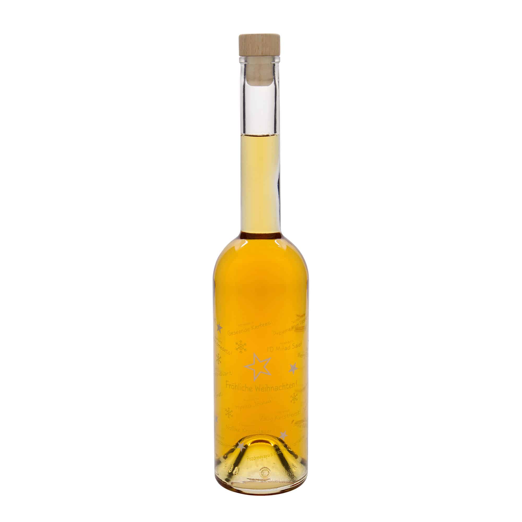 500 ml sklená fľaša „Opera“, motív: Vianoce vo svete, hrdlo: korok