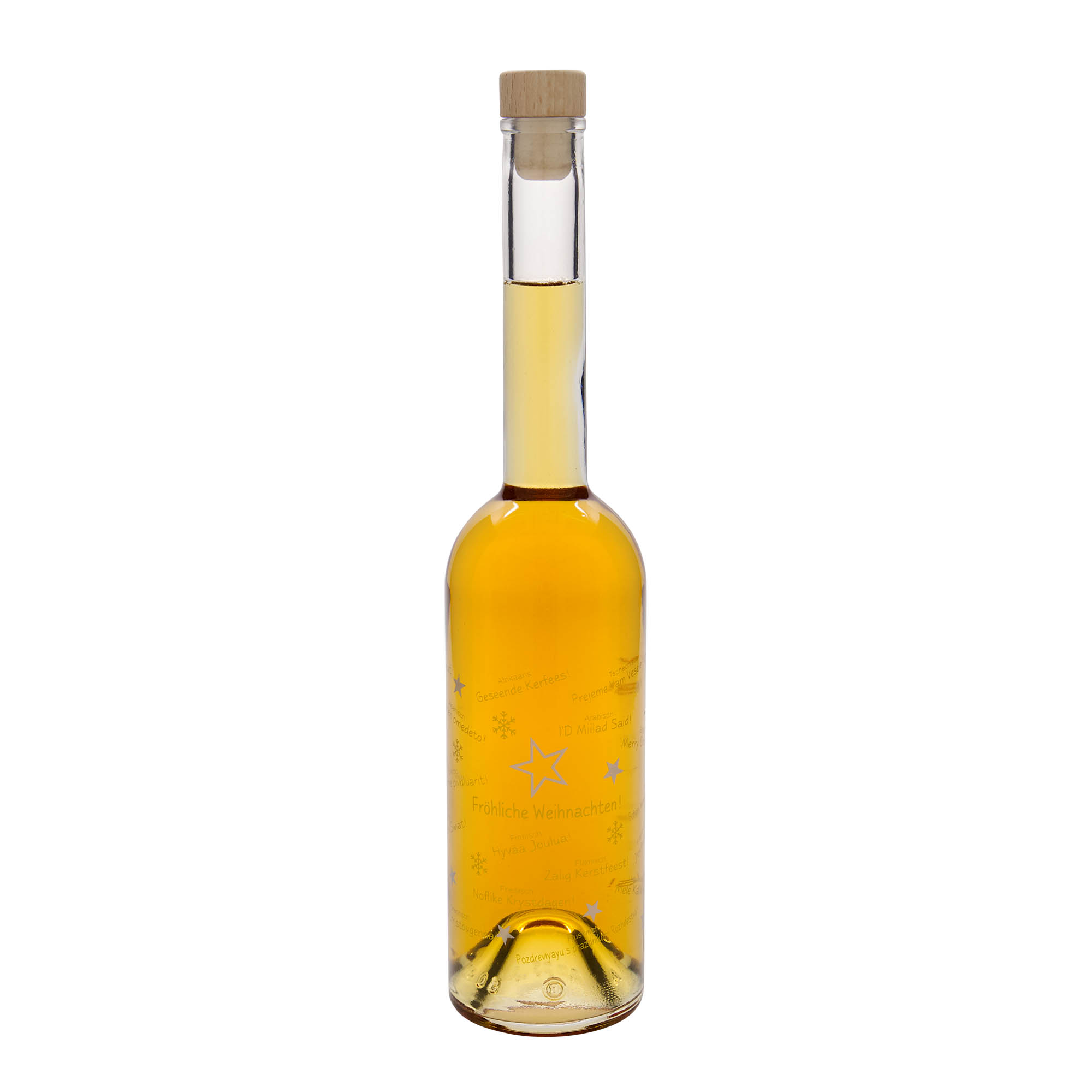 500 ml sklenená fľaša 'Opera', motív: Vianoce vo svete, hrdlo: korkové