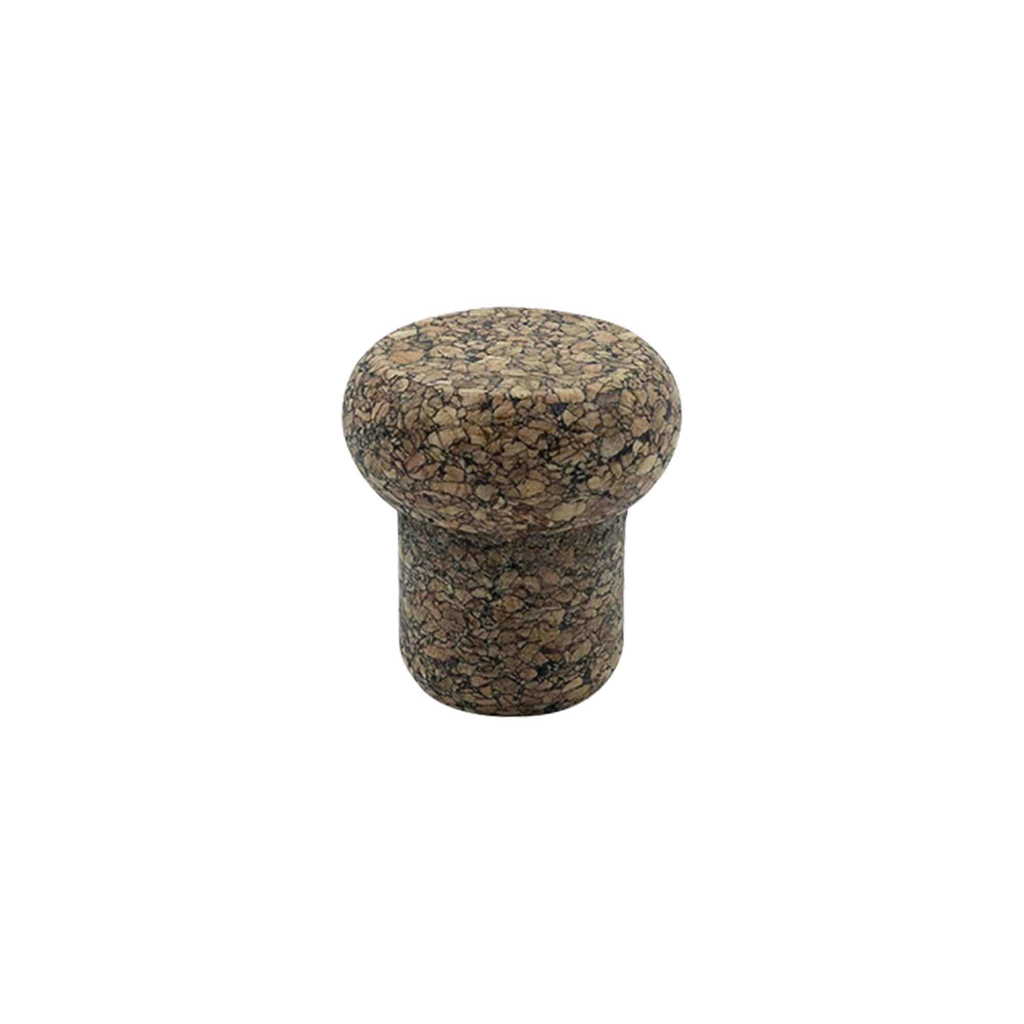 Rukoväťový uzáver 'Barrel' 22,5 mm, Corkcoal, pre hrdlo: korek