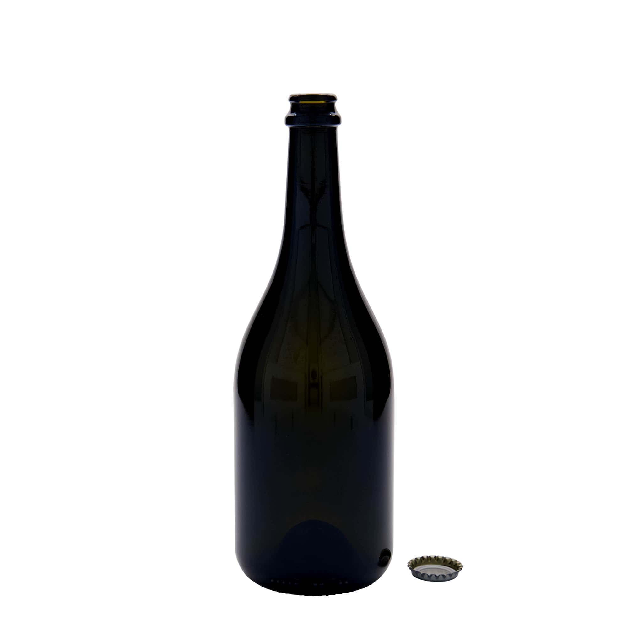 750 ml pivová fľaša 'Horta', sklo, antik zelená, hrdlo: korunkový uzáver
