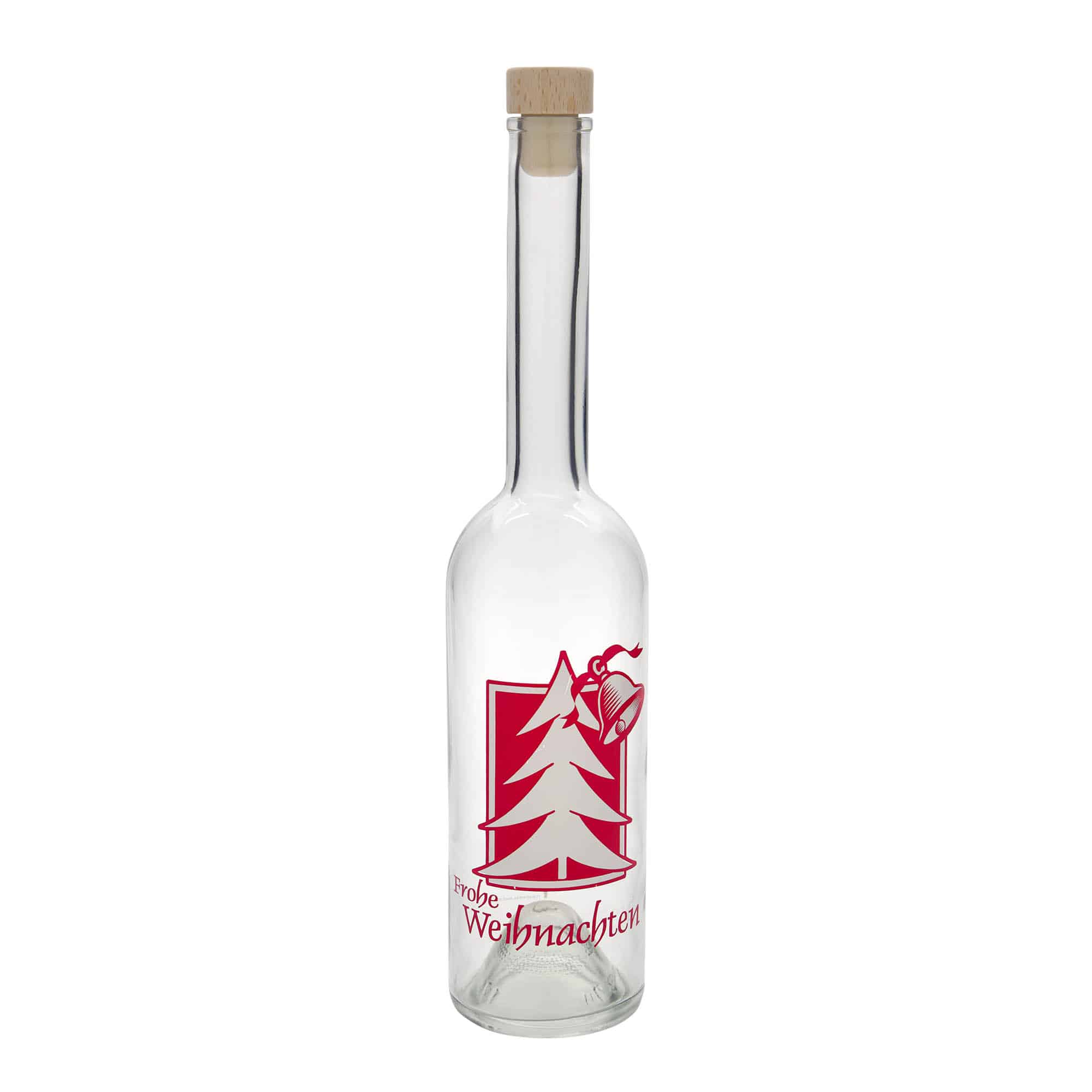 500 ml sklená fľaša „Opera“, motív: vianočný pozdrav, hrdlo: korok