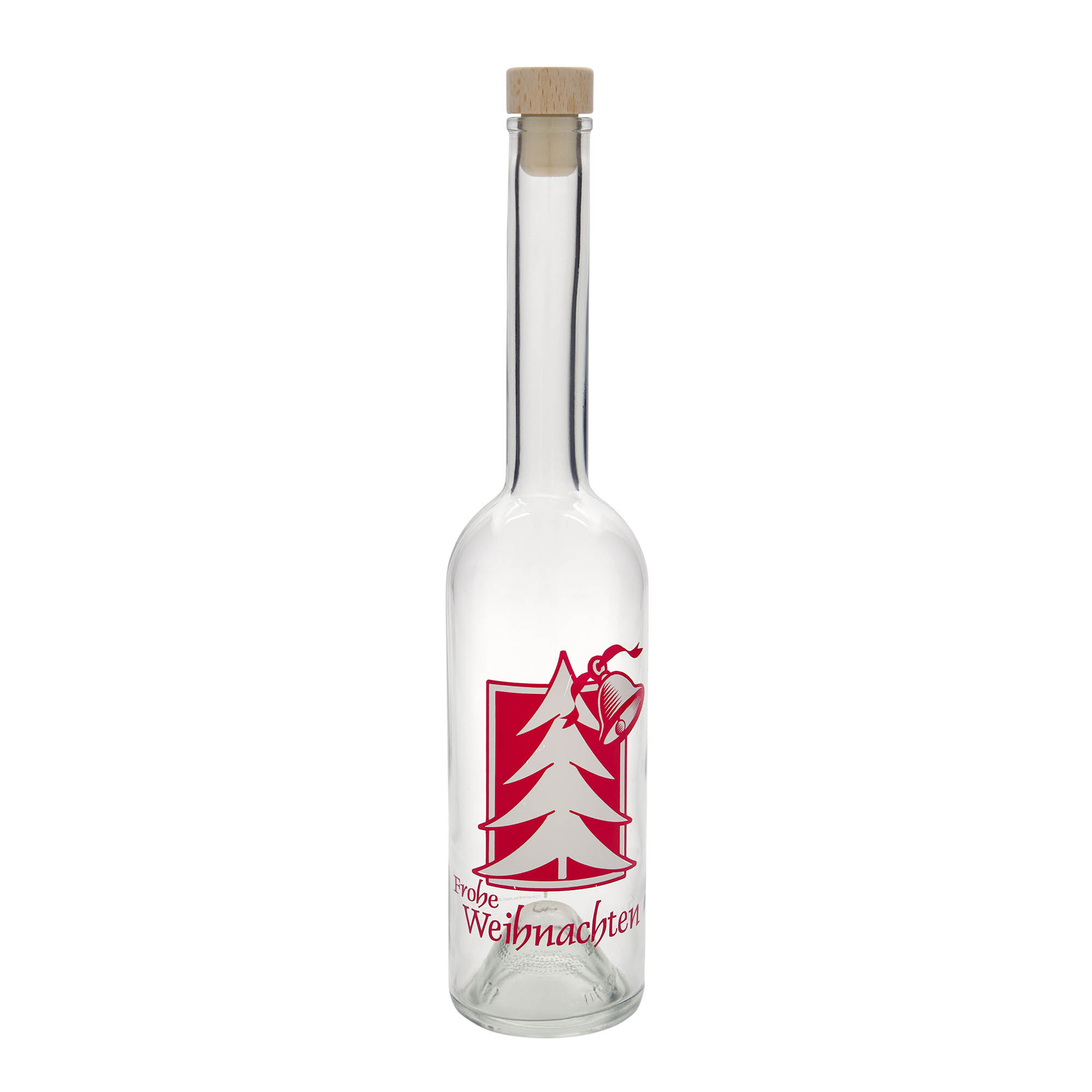 500 ml sklenená fľaša 'Opera', motív: Vianočný pozdrav, hrdlo: korok