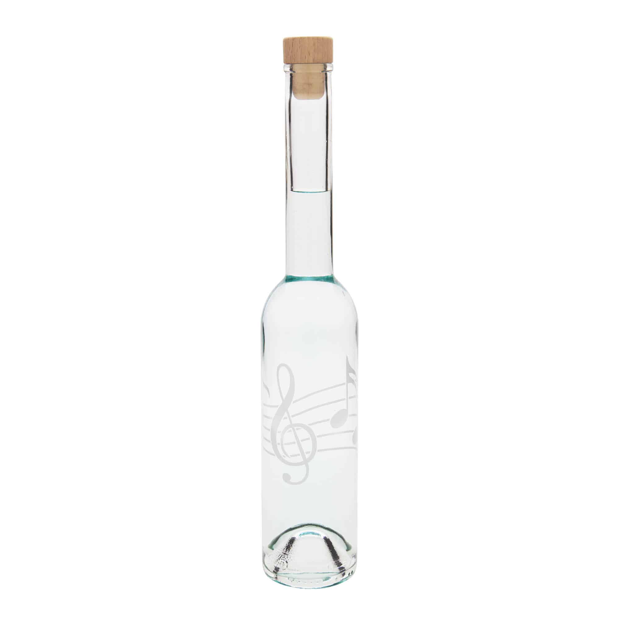 350 ml sklená fľaša „Opera“, motív: hudobné noty, hrdlo: korok