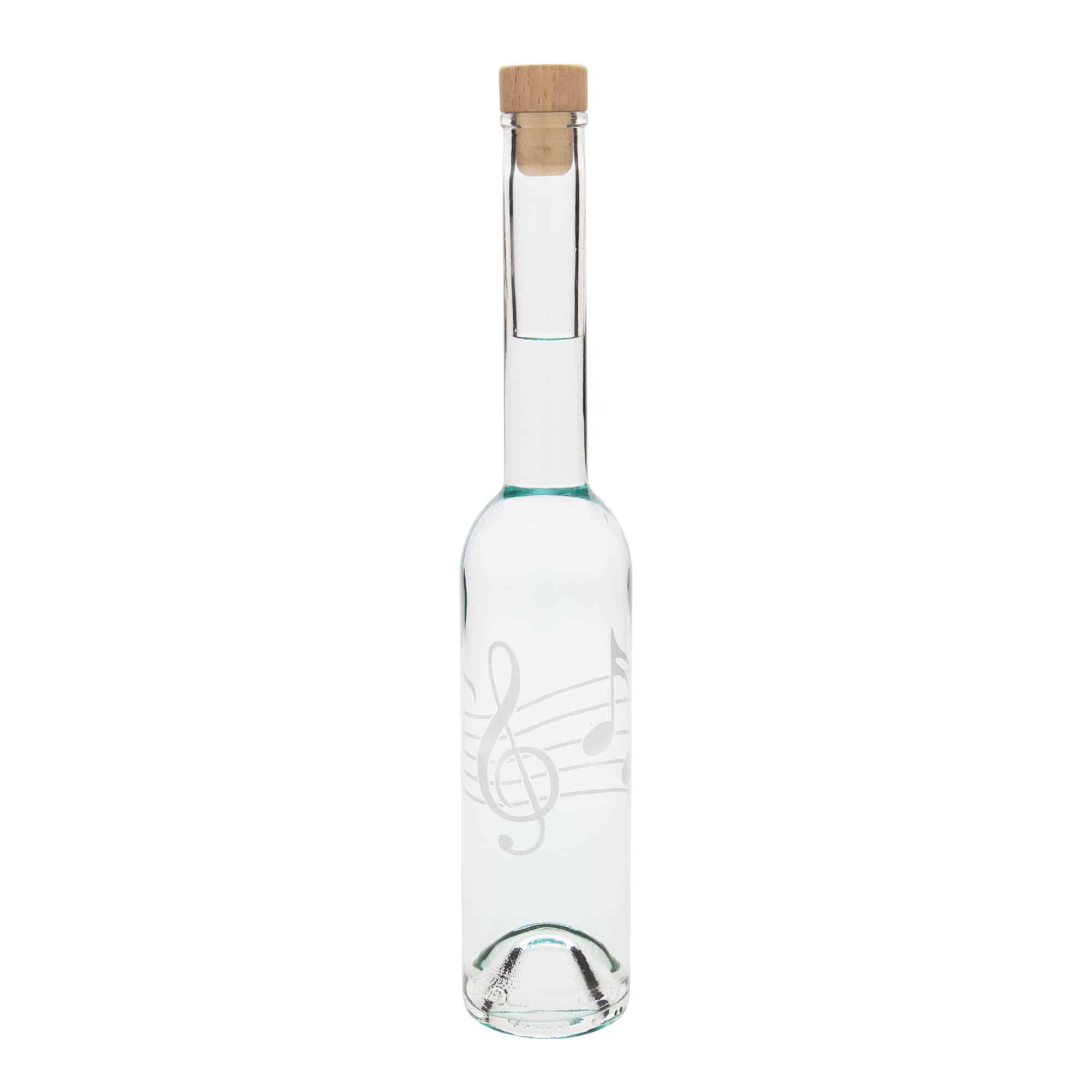 350 ml sklenená fľaša 'Opera', motív: noty, uzáver: korok
