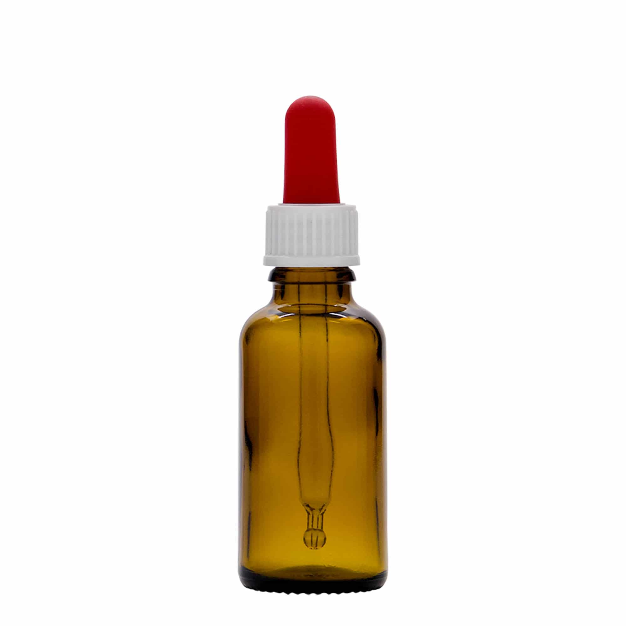 30 ml lieková fľaštička s kvapkadlom, sklo, hnedá, hrdlo: DIN 18
