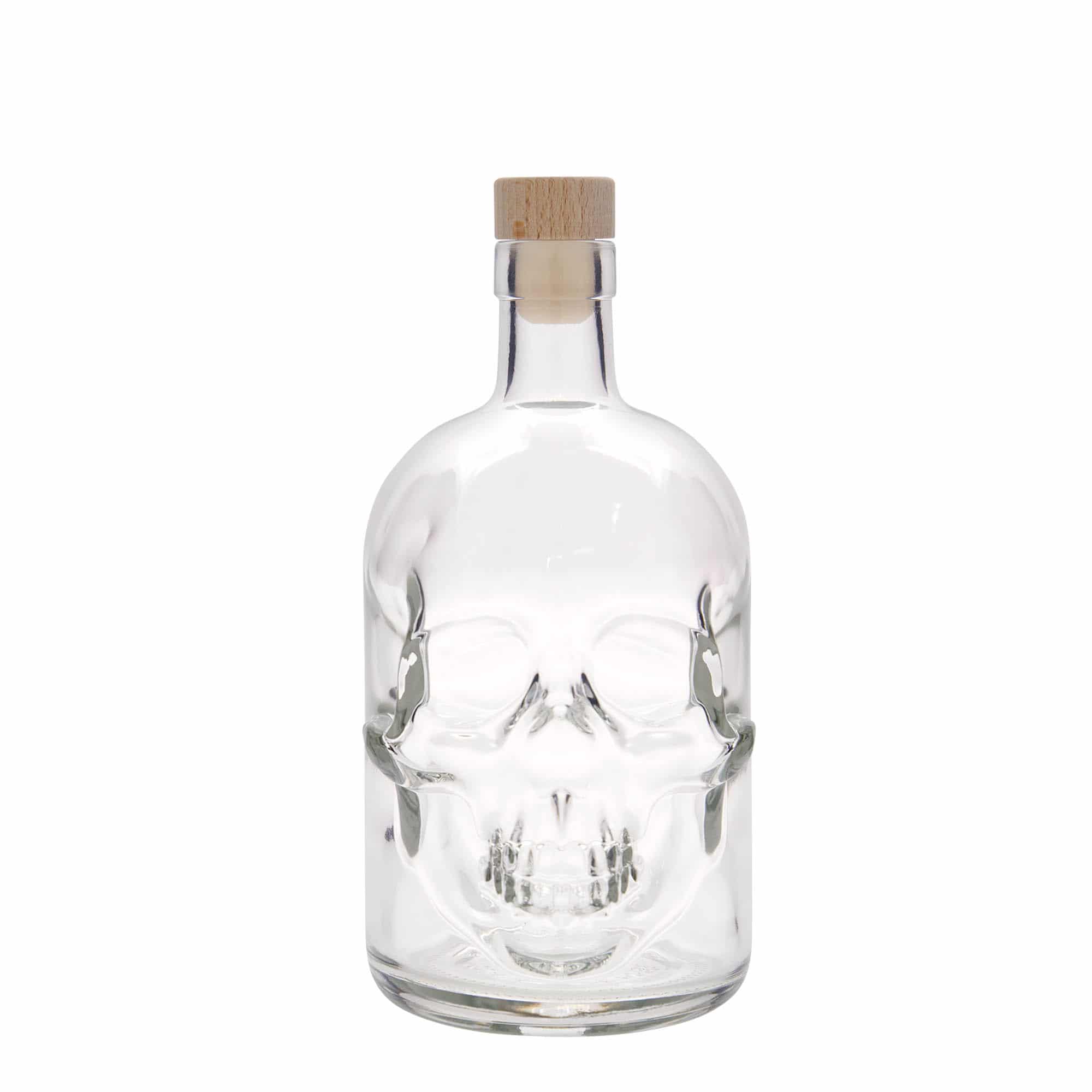 700 ml sklená fľaša „Lebka“, hrdlo: korok