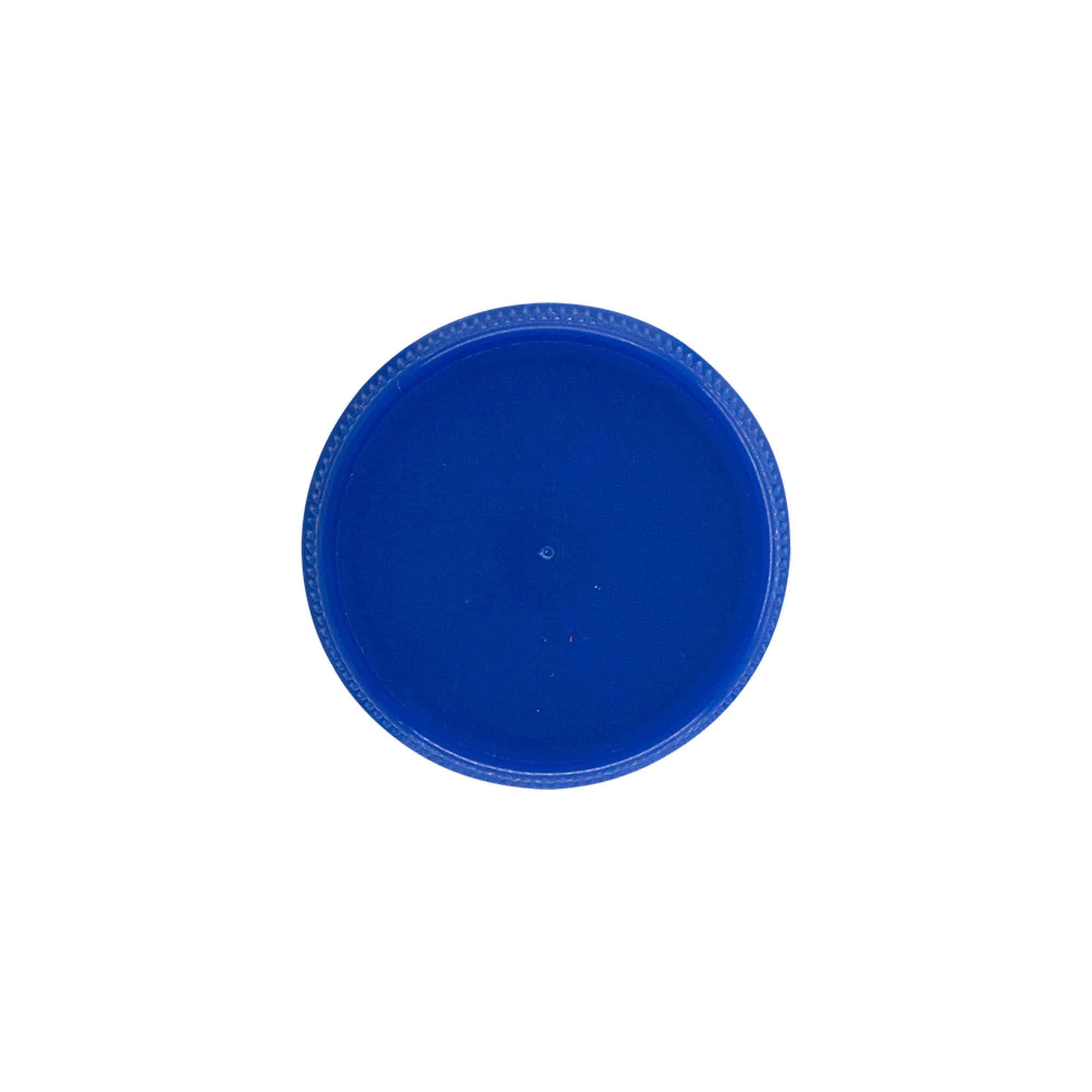 Skrutkovací uzáver dvojitý závit, PE plast, modrá farba, pre hrdlo: PET 38 mm