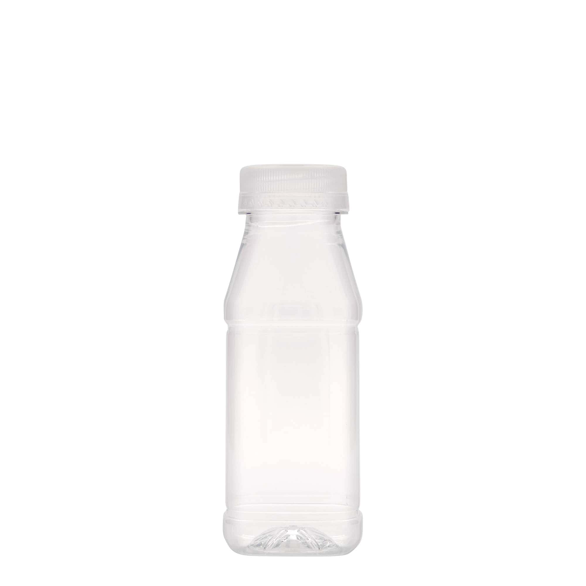 250 ml PET fľaša 'Milk and Juice Carré', štvorcová, plastová, hrdlo: 38 mm