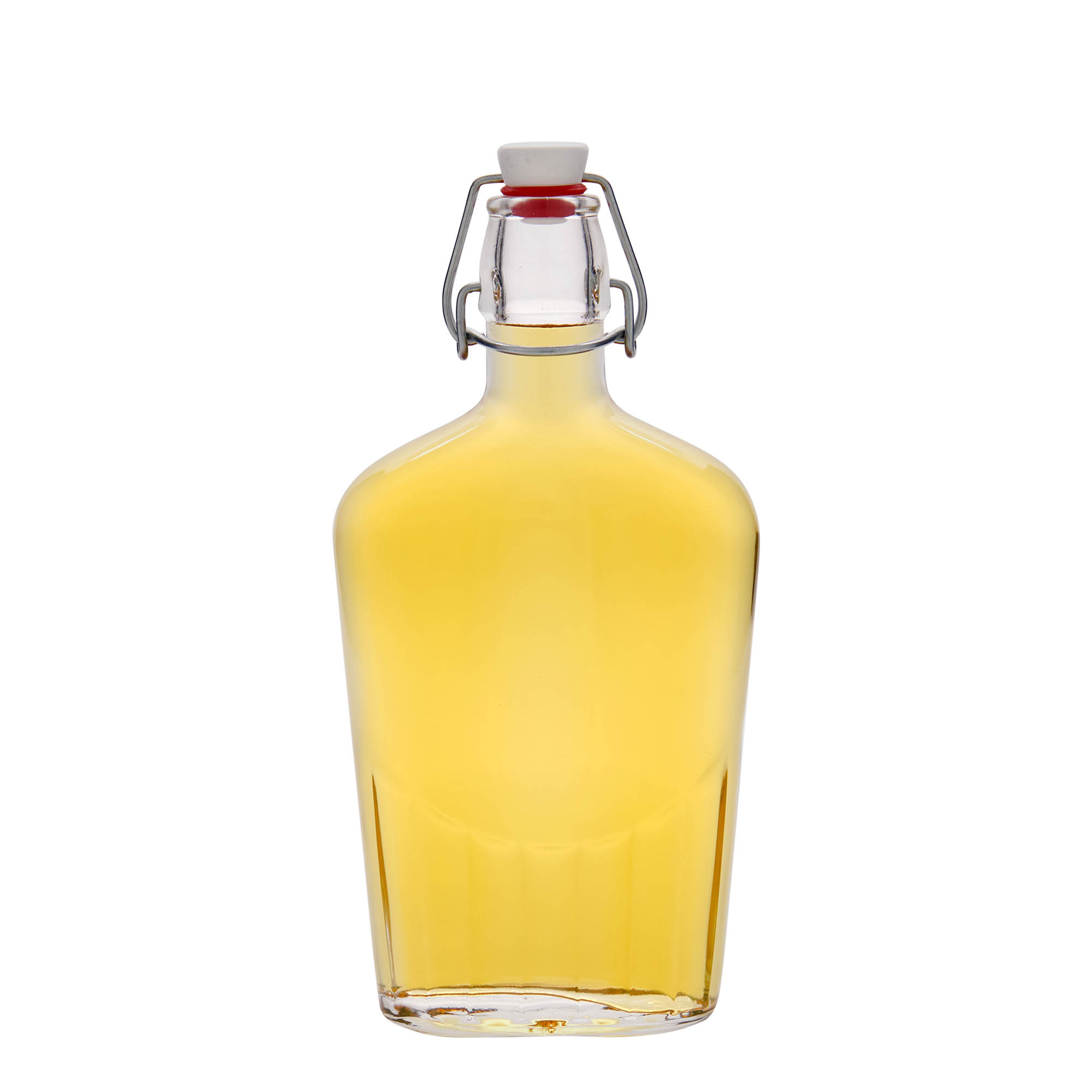 500 ml sklenená fľaša 'Fiaschetta', oválna, hrdlo: uzáver s pántom 500 ml sklenená fľaša 'Fiaschetta', oválna, hrdlo: uzáver s pántom