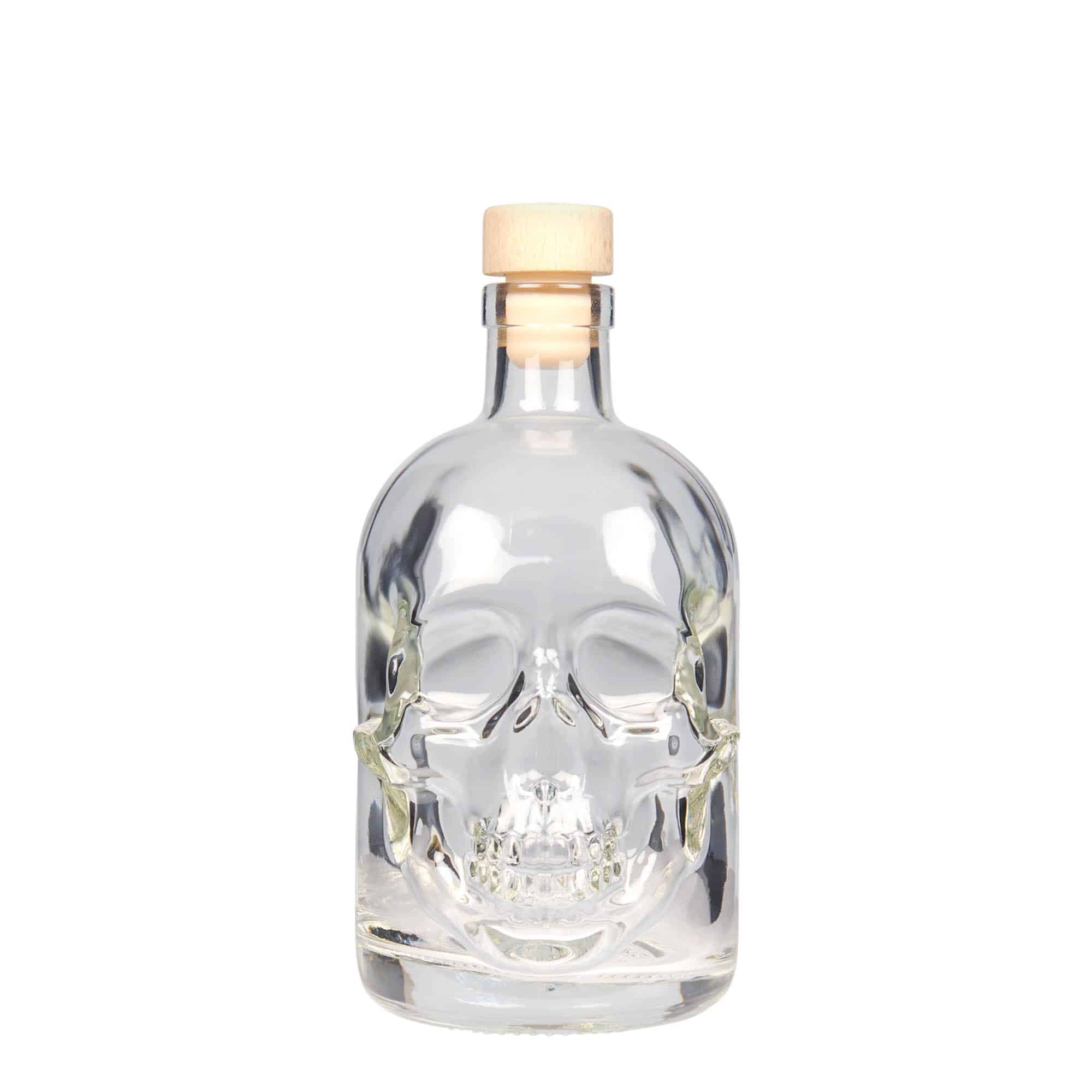 500 ml sklená fľaša „Lebka“, hrdlo: korok