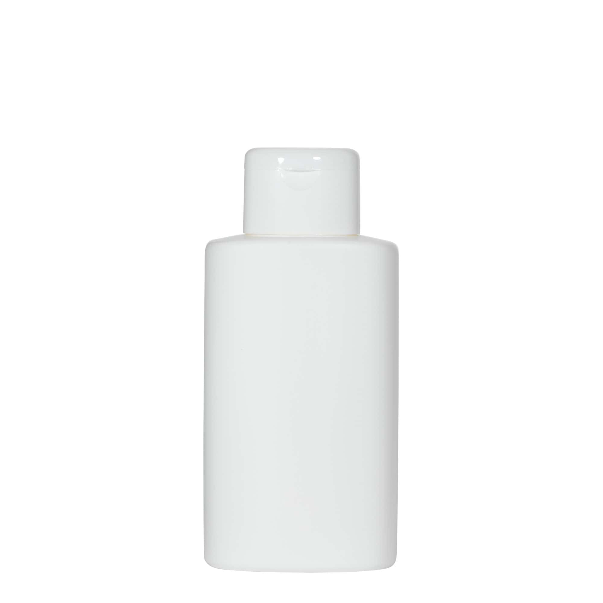 250 ml plastová fľaša „Indy“, oválna, HDPE, biela farba, hrdlo: skrutkovací uzáver