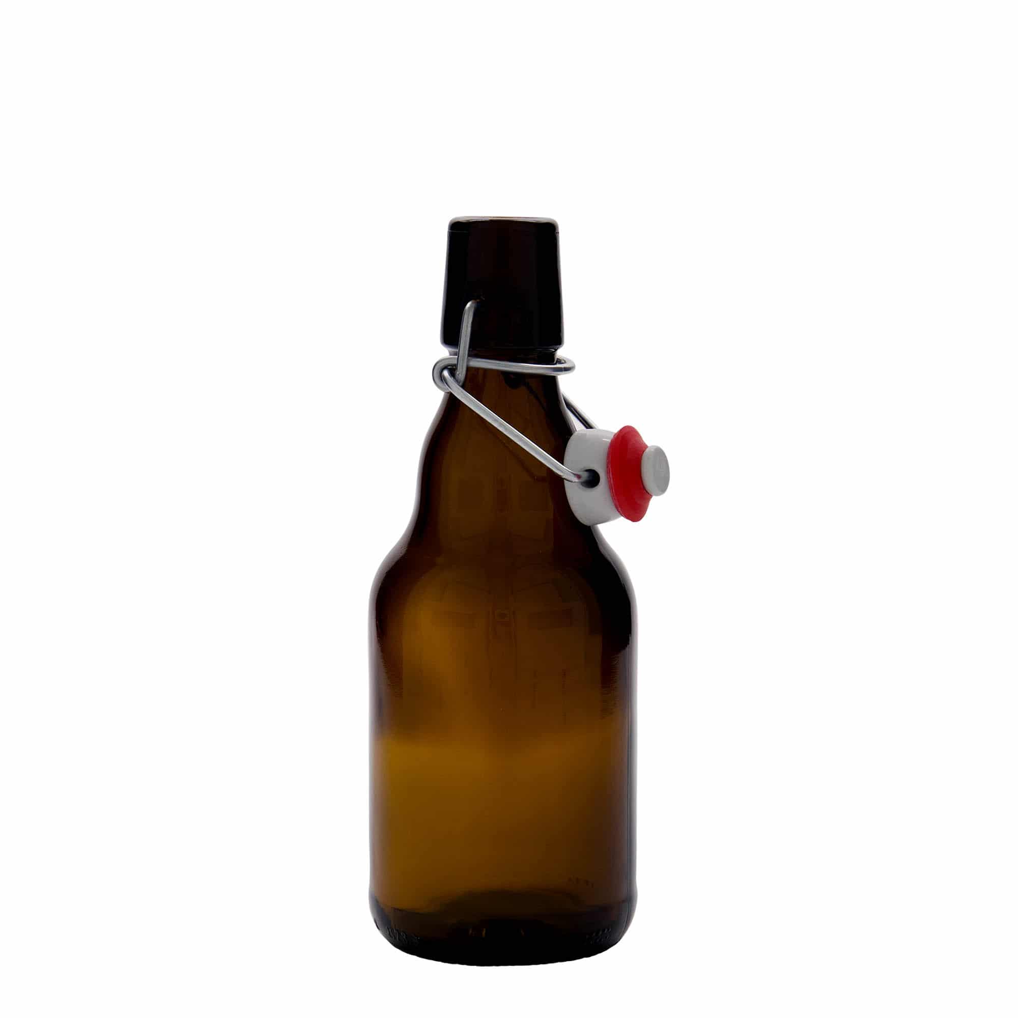 330 ml fľaša na pivo „Steinie“, sklená, hnedá farba, hrdlo: strmeňový uzáver