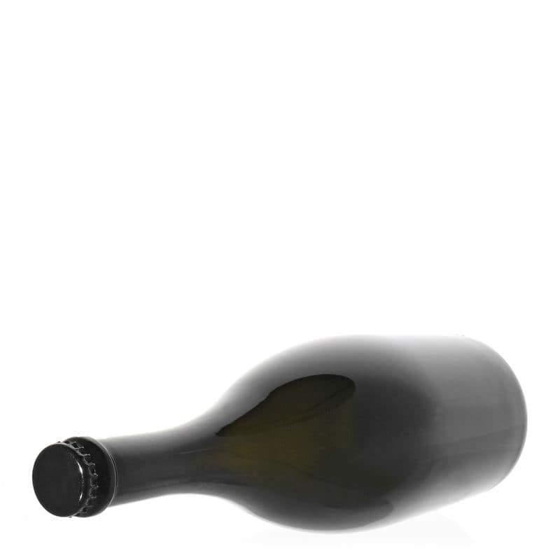 750 ml fľaša na sekt „Carmen“, sklená, antická zelená farba, hrdlo: štupeľ