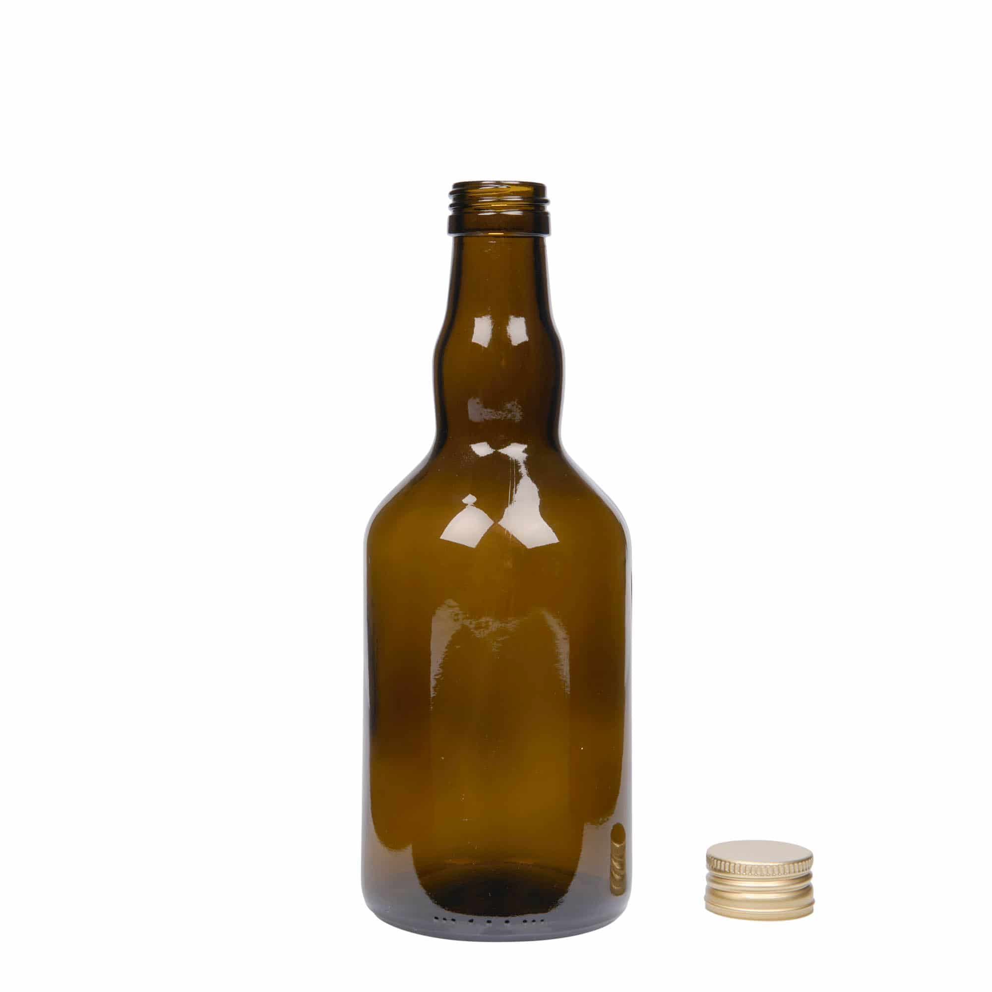 500 ml sklená fľaša „Olona“, antická zelená farba, hrdlo: PP 31,5