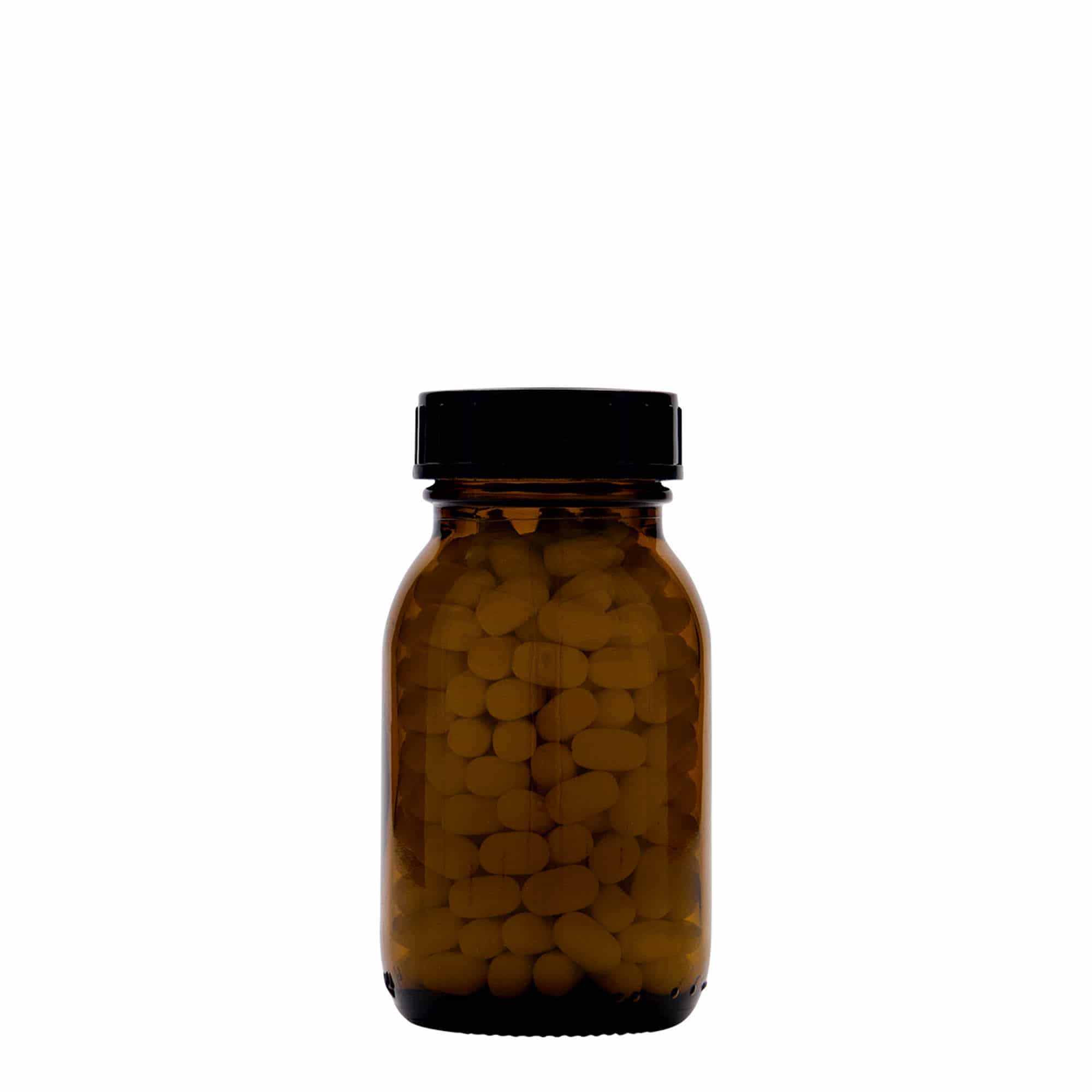 125 ml širokouhlové hnedé sklo, hrdlo: DIN 40