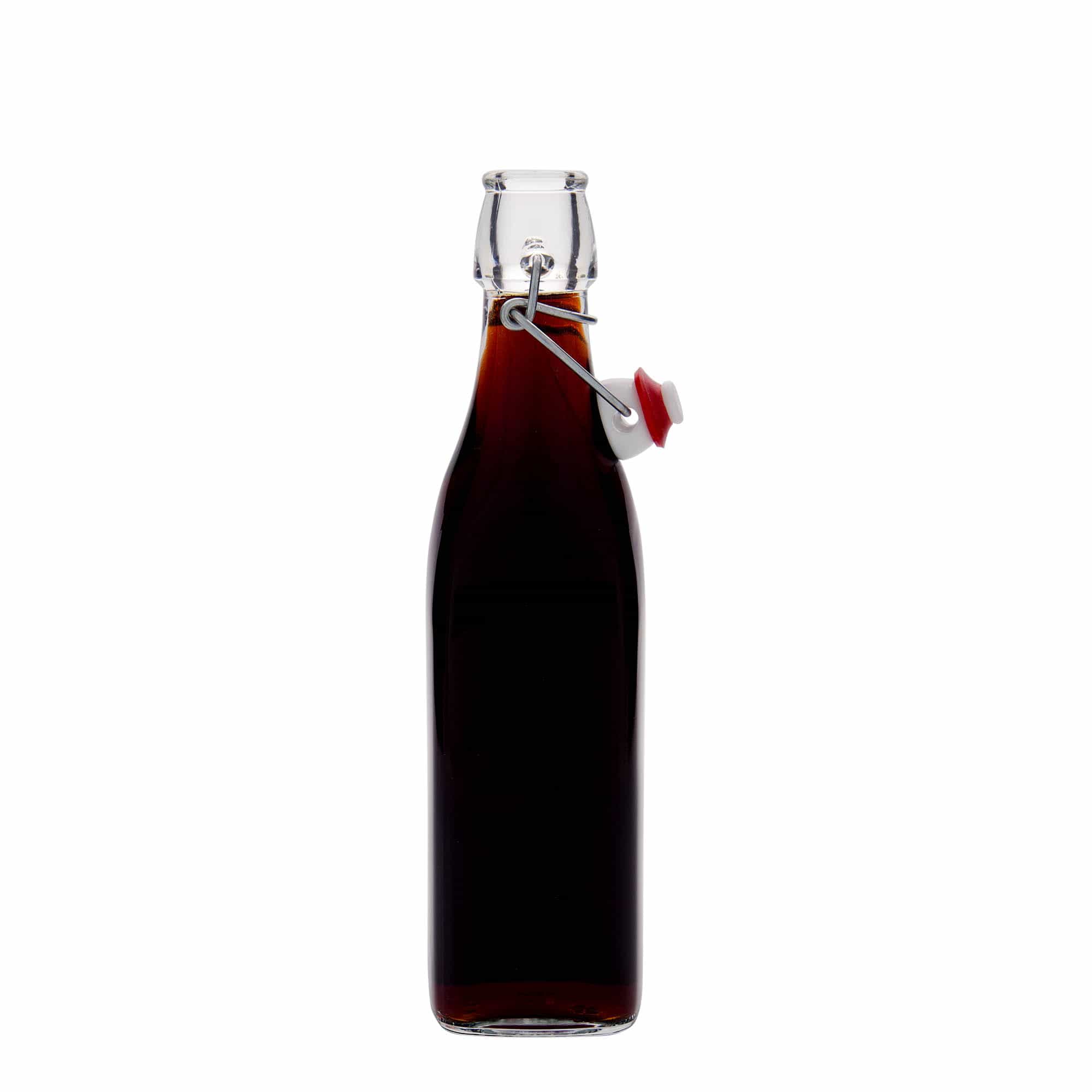 500 ml sklená fľaša „Swing, štvorcová, hrdlo: strmeňový uzáver