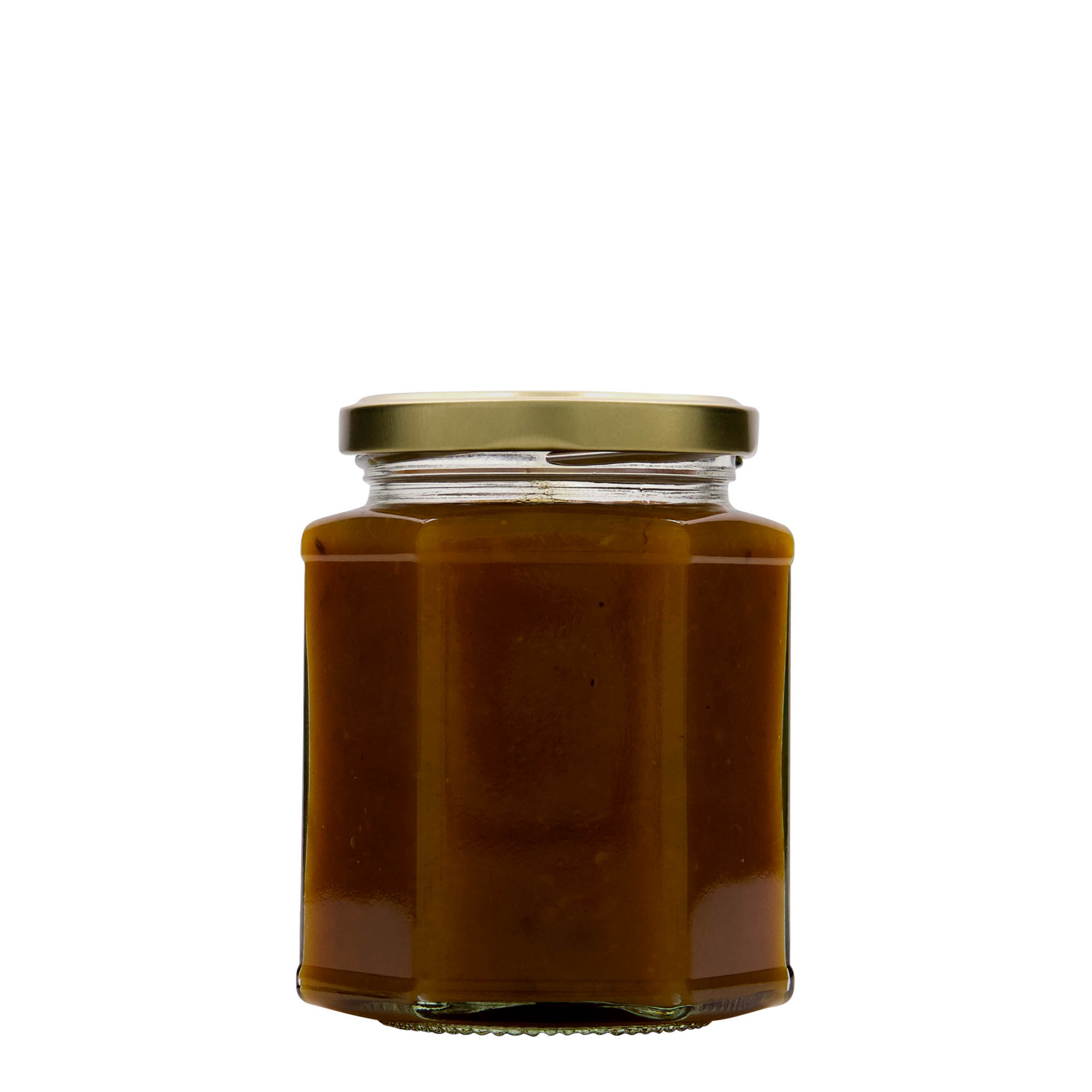 324 ml šesťhranná sklenená nádoba, hrdlo: Twist-Off (TO 66) 324 ml šesťhranná sklenená nádoba, hrdlo: Twist-Off (TO 66)