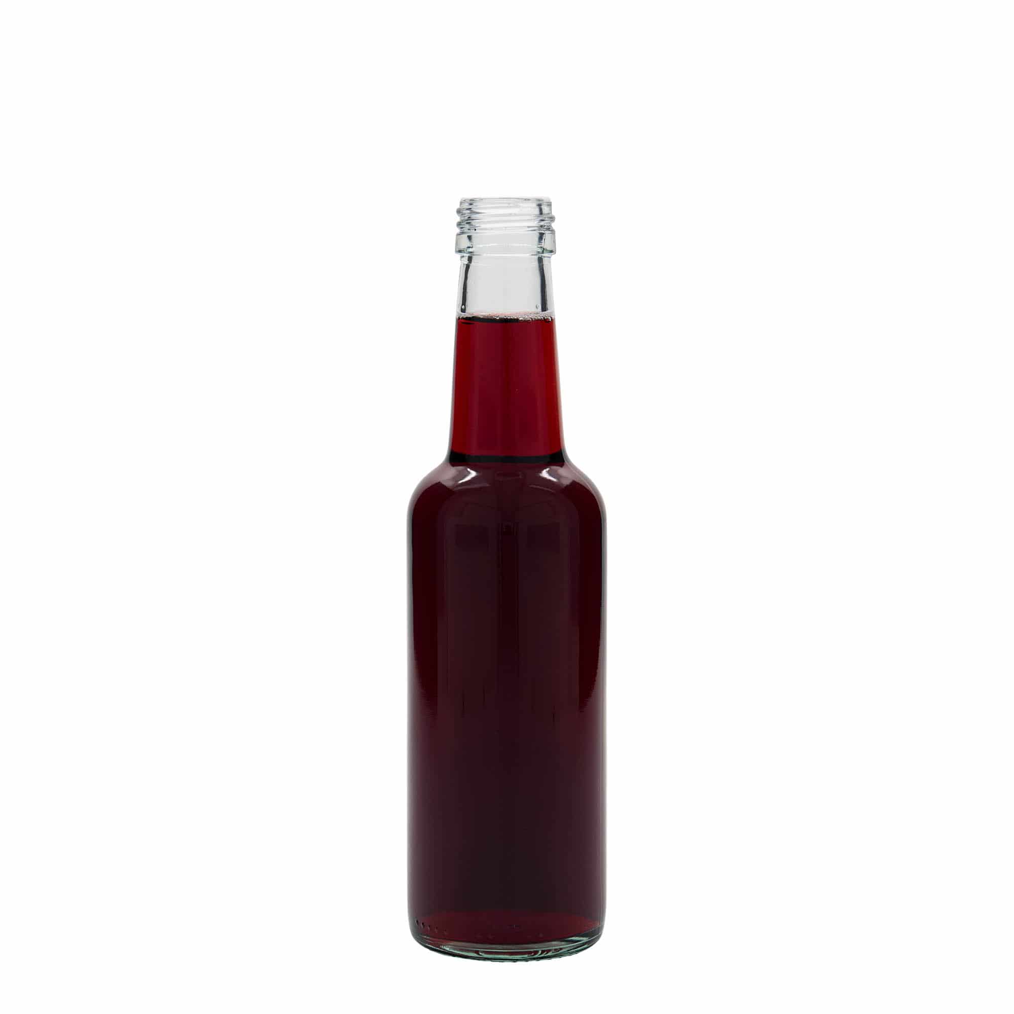 250 ml sklená fľaša rovné hrdlo, hrdlo: PP 28