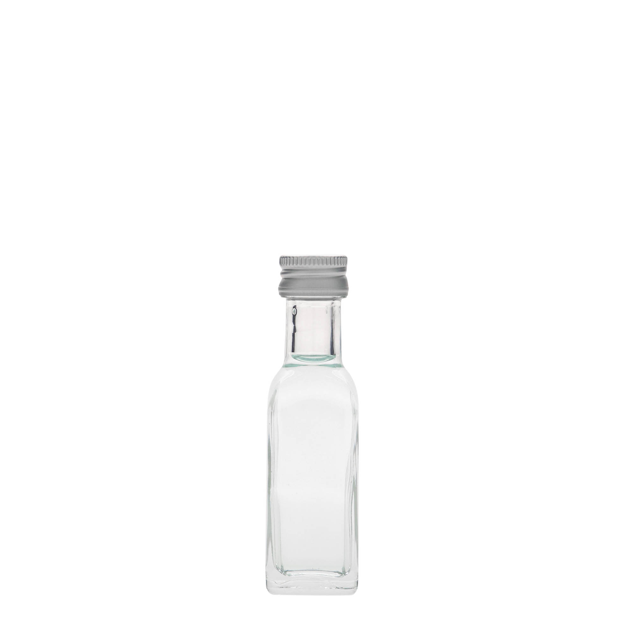 20 ml sklenená fľaša 'Marasca', štvorcová, hrdlo: PP 18 20 ml sklenená fľaša 'Marasca', štvorcová, hrdlo: PP 18
