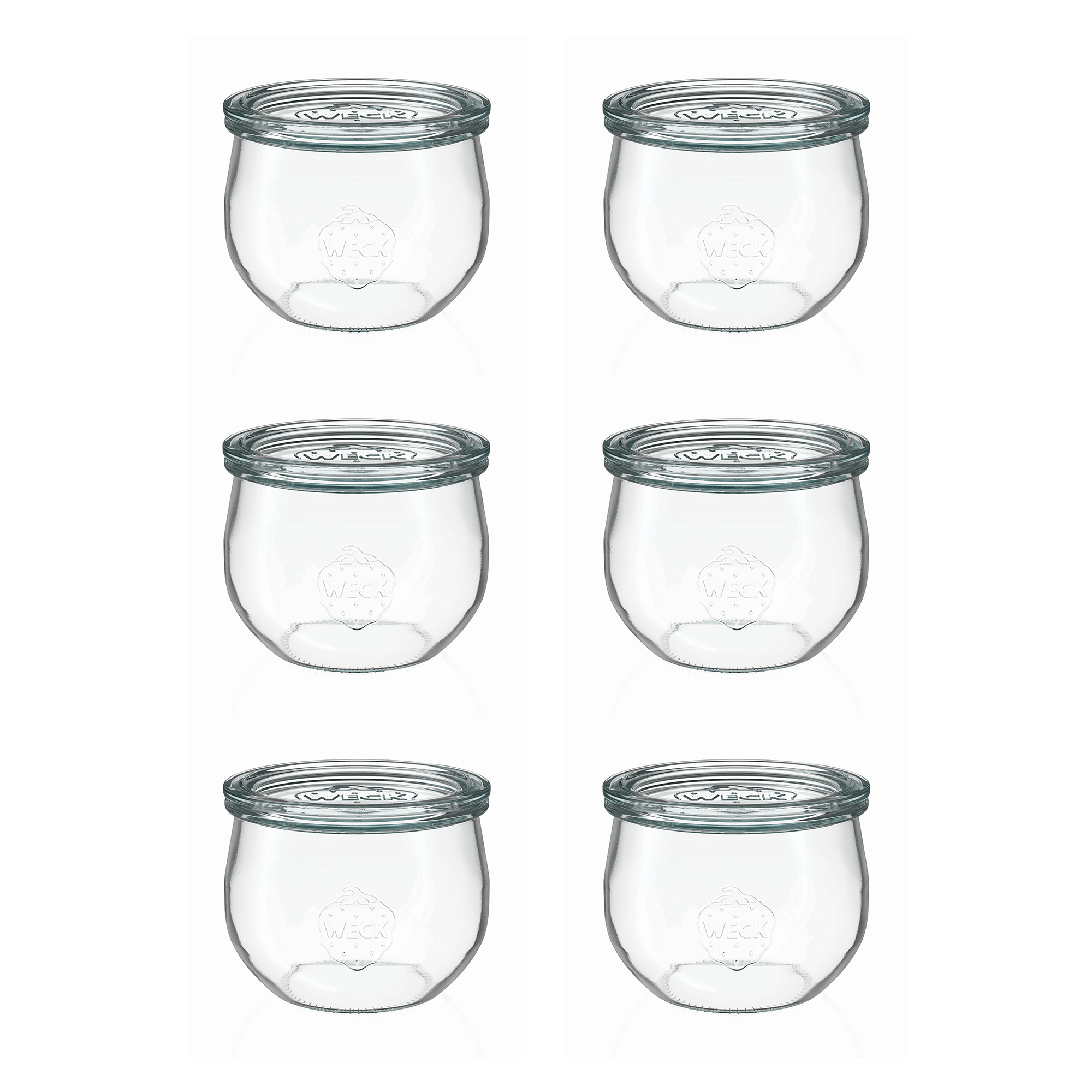 6x 580 ml WECK-tulipánová nádoba so skleneným viečkom RR 100